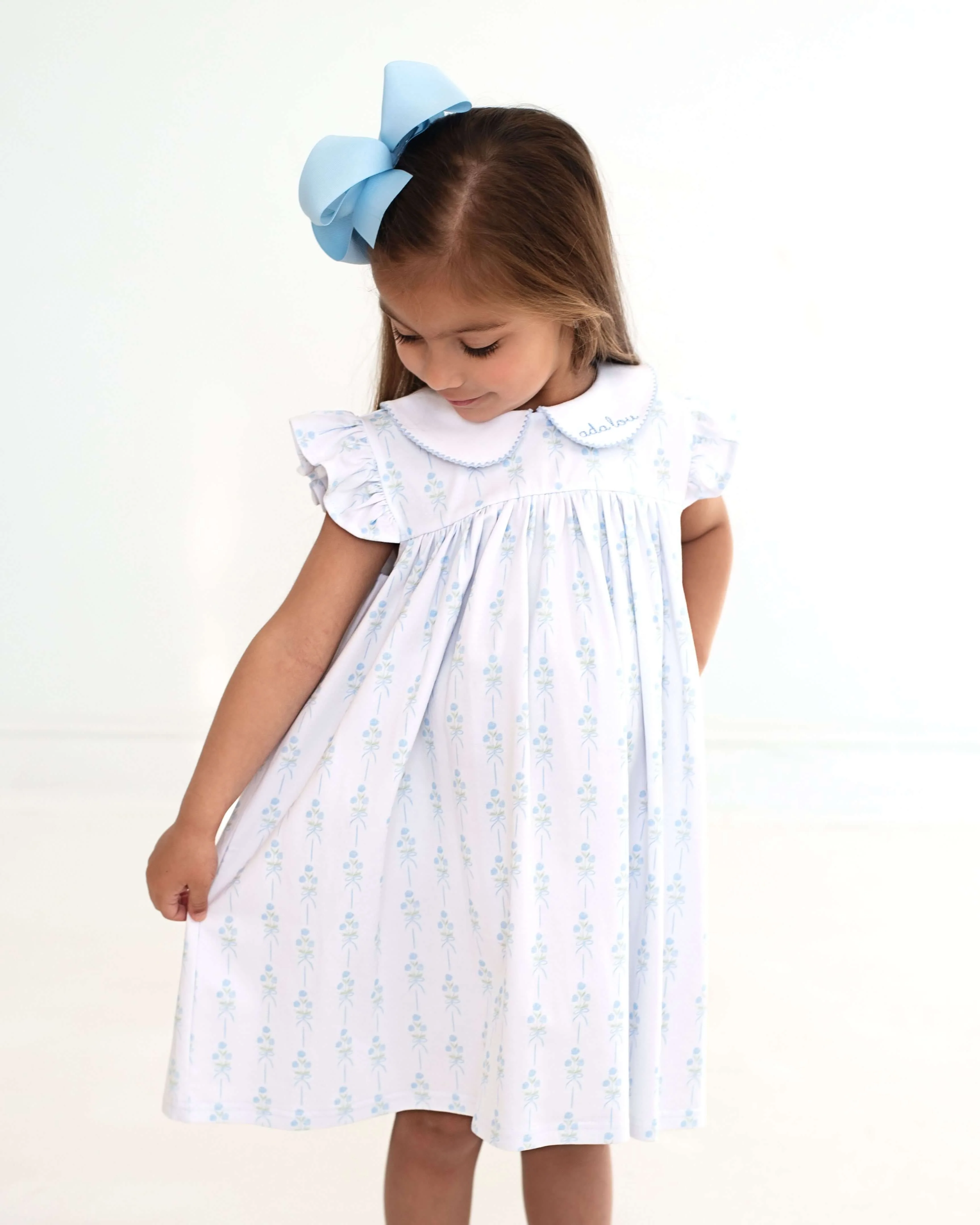 Blue Floral Print Knit Dress - Image 2