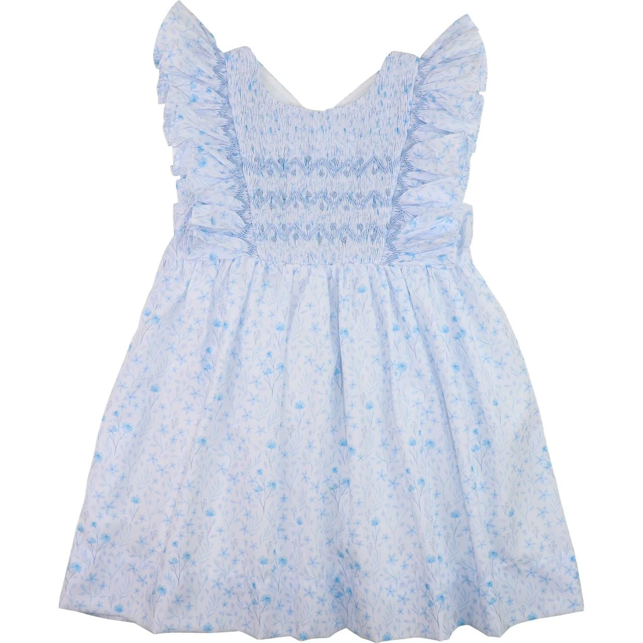 Blue Floral Smocked Dress