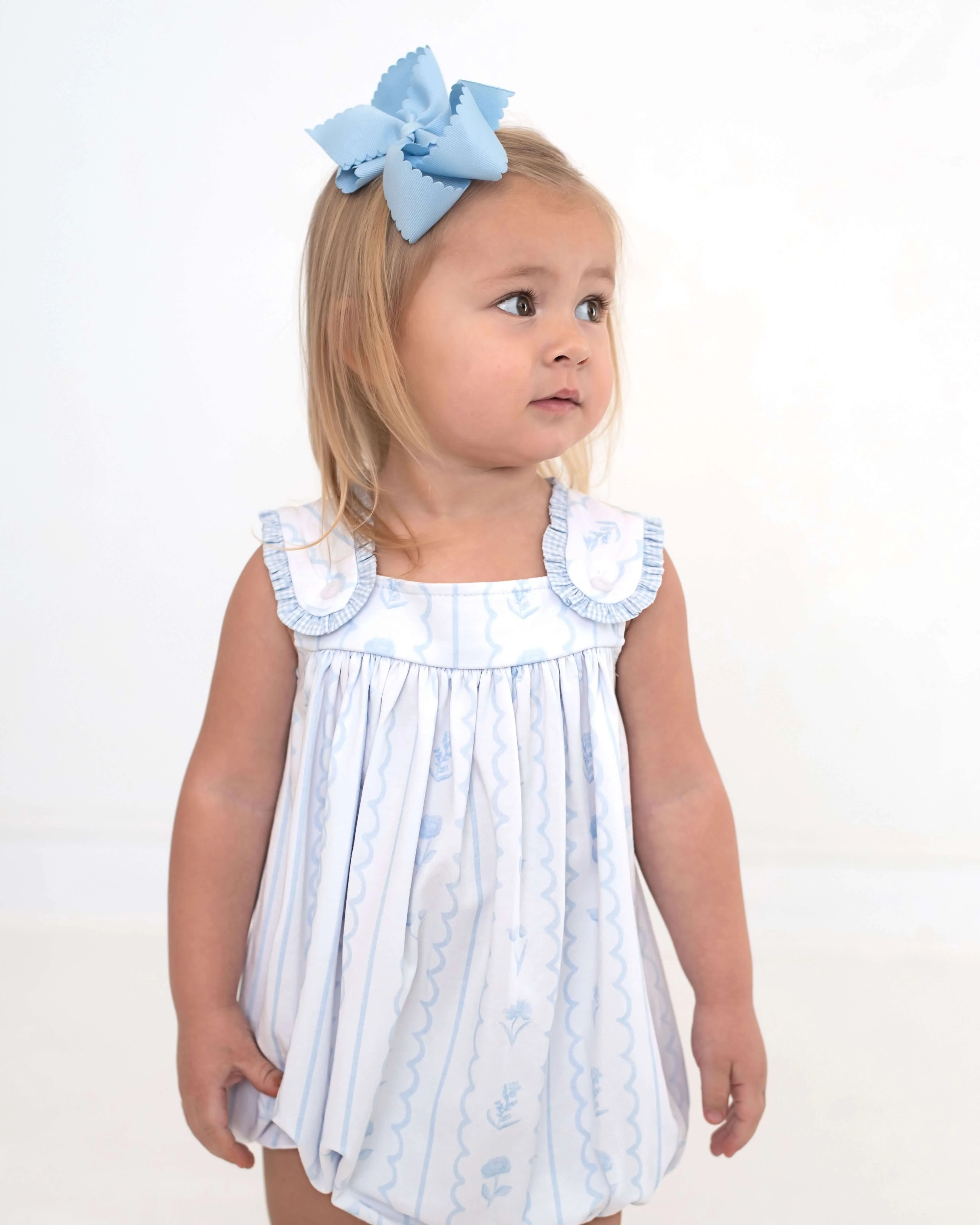 Blue Floral Stripe Knit Tab Bubble - Image 2