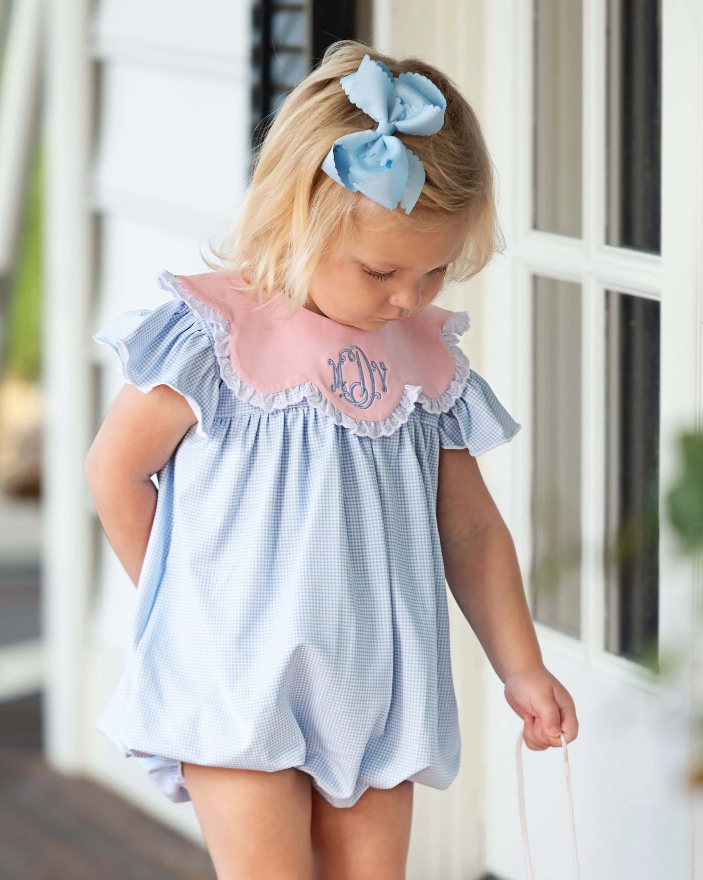 Blue Gingham Knit Bubble - Image 2
