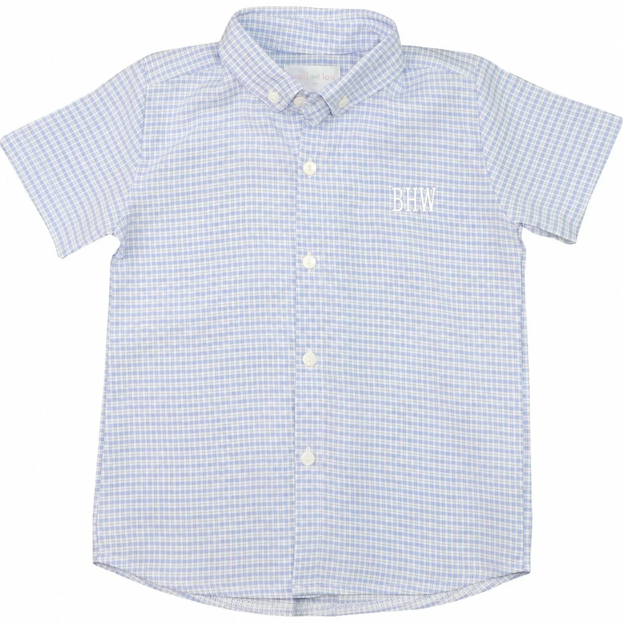 Blue Gingham Seersucker Button Down Shirt