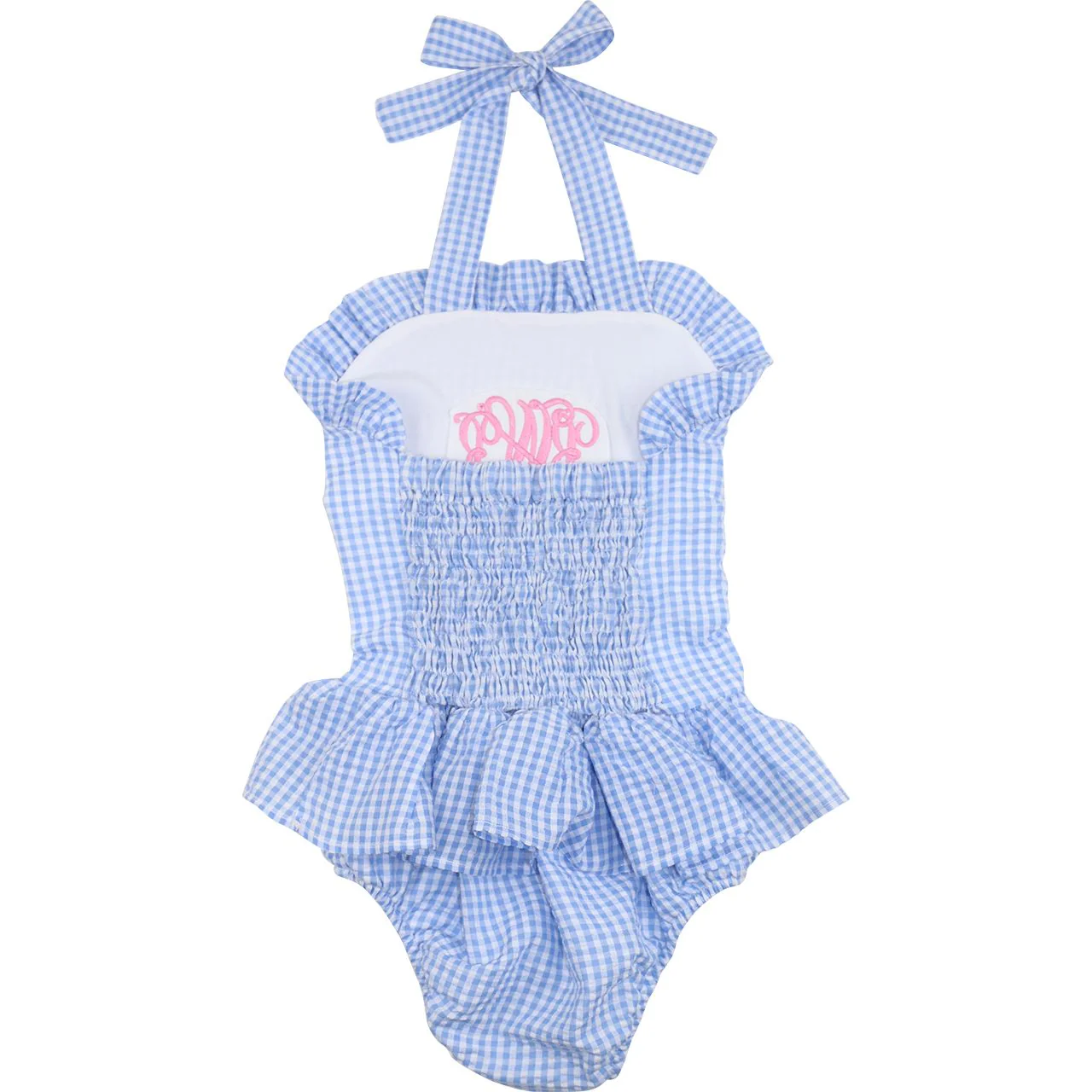 Blue Gingham Seersucker Swimsuit - Image 2