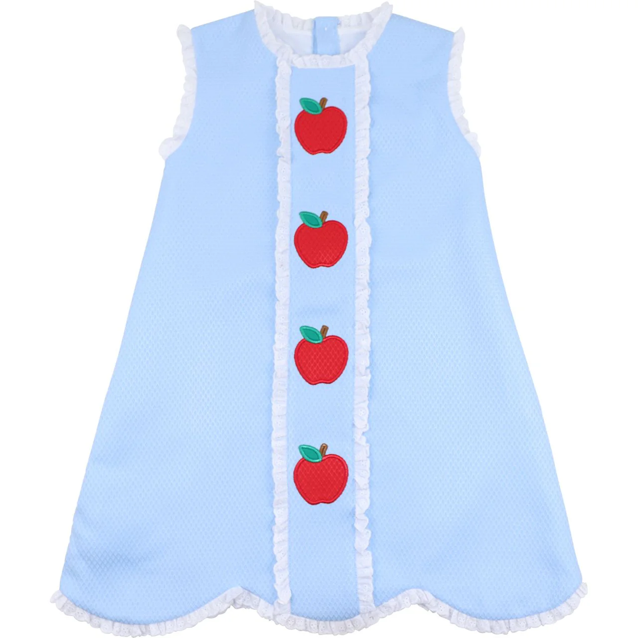 Blue Honeycomb Applique Apple Dress