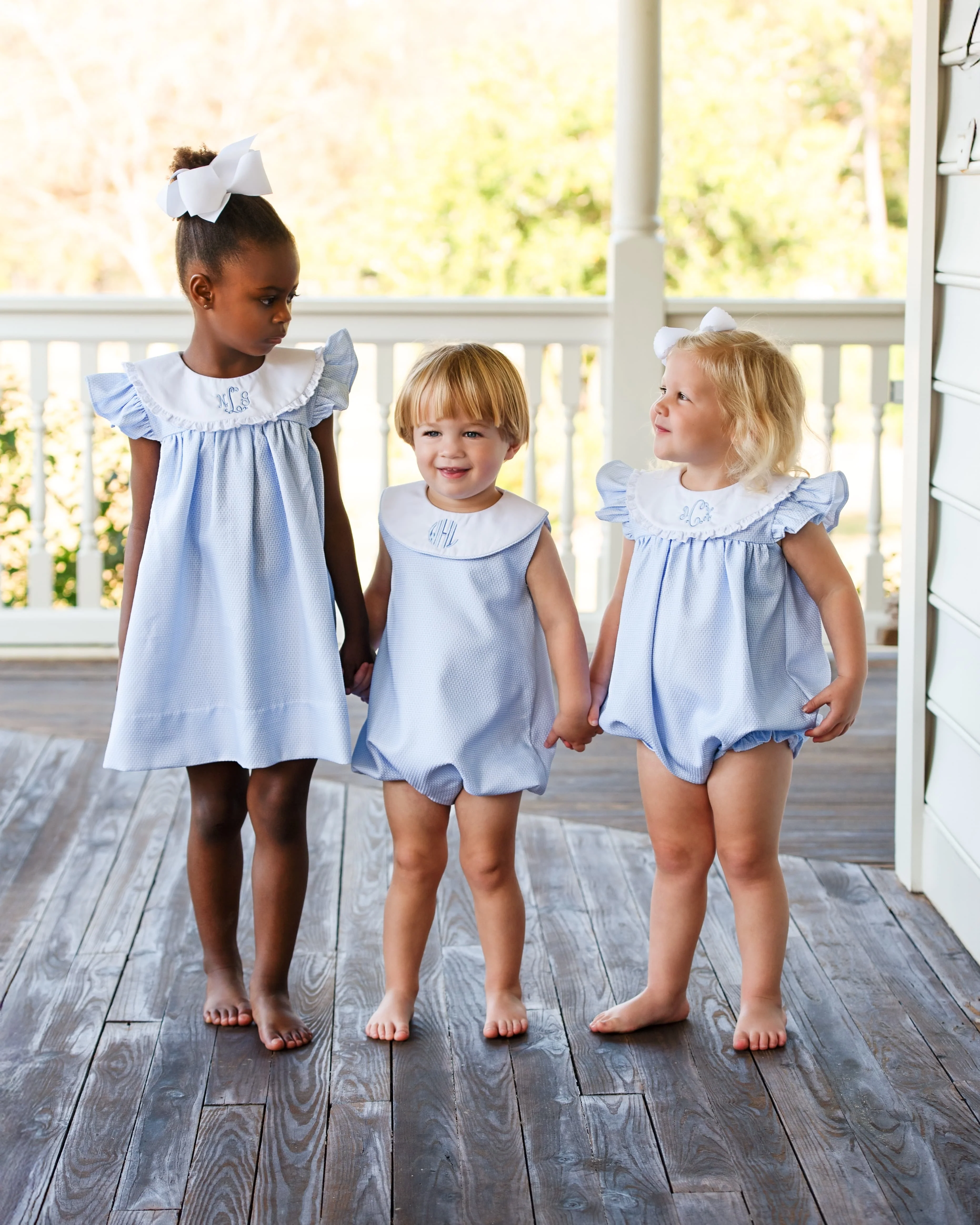 Blue Honeycomb Eyelet Dress - Image 2