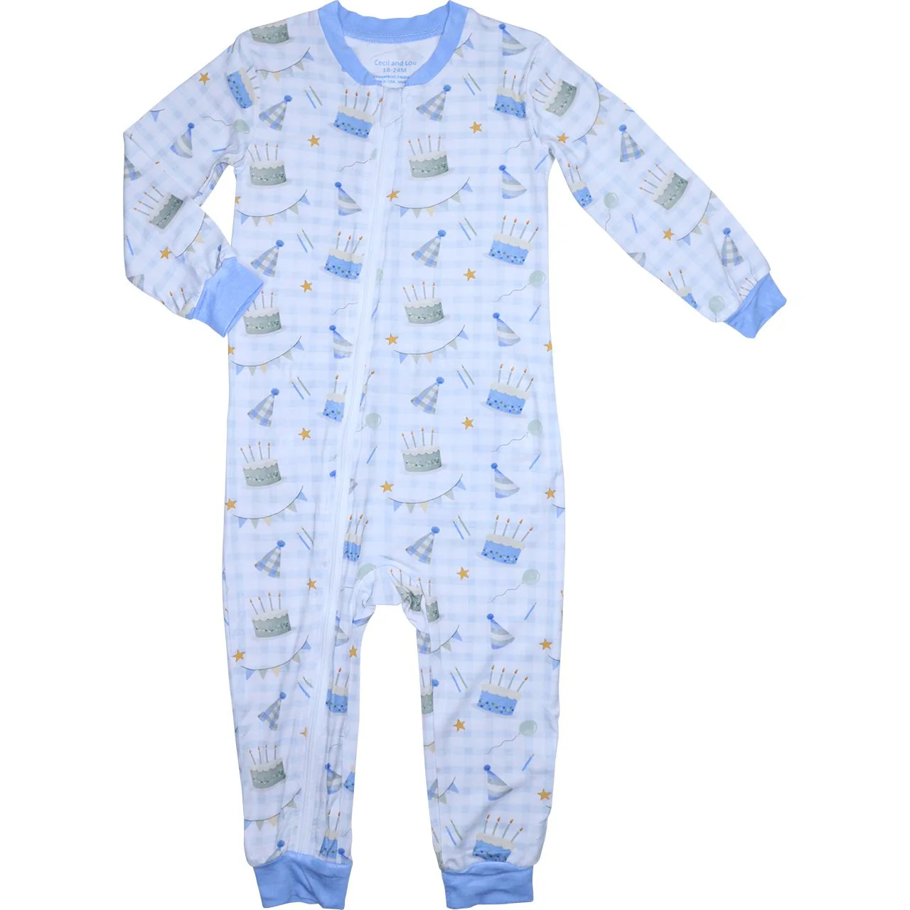 Blue Knit Birthday Zipper Pajamas - Image 2