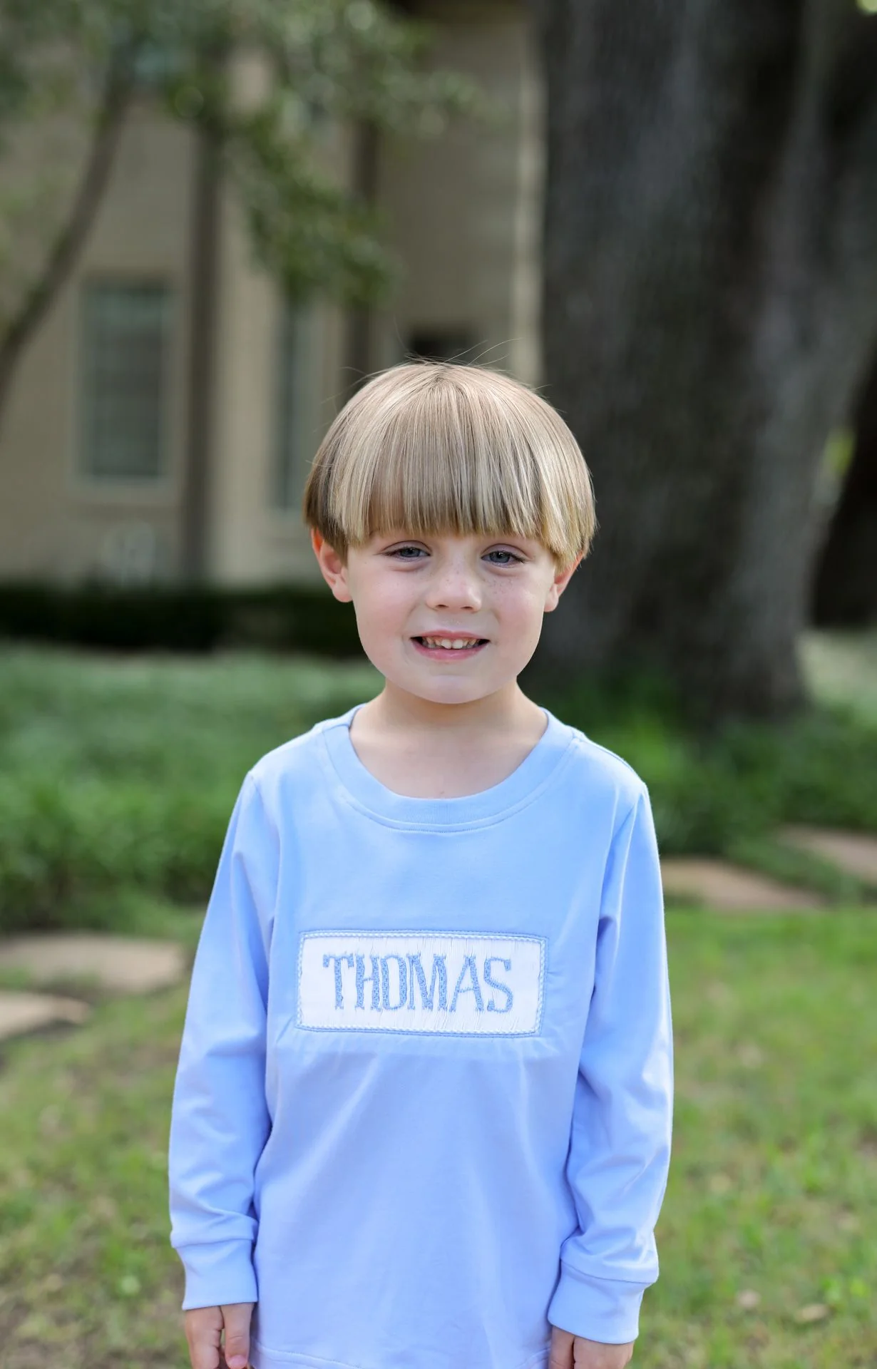 Blue Knit Custom Smocked Shirt - Image 2
