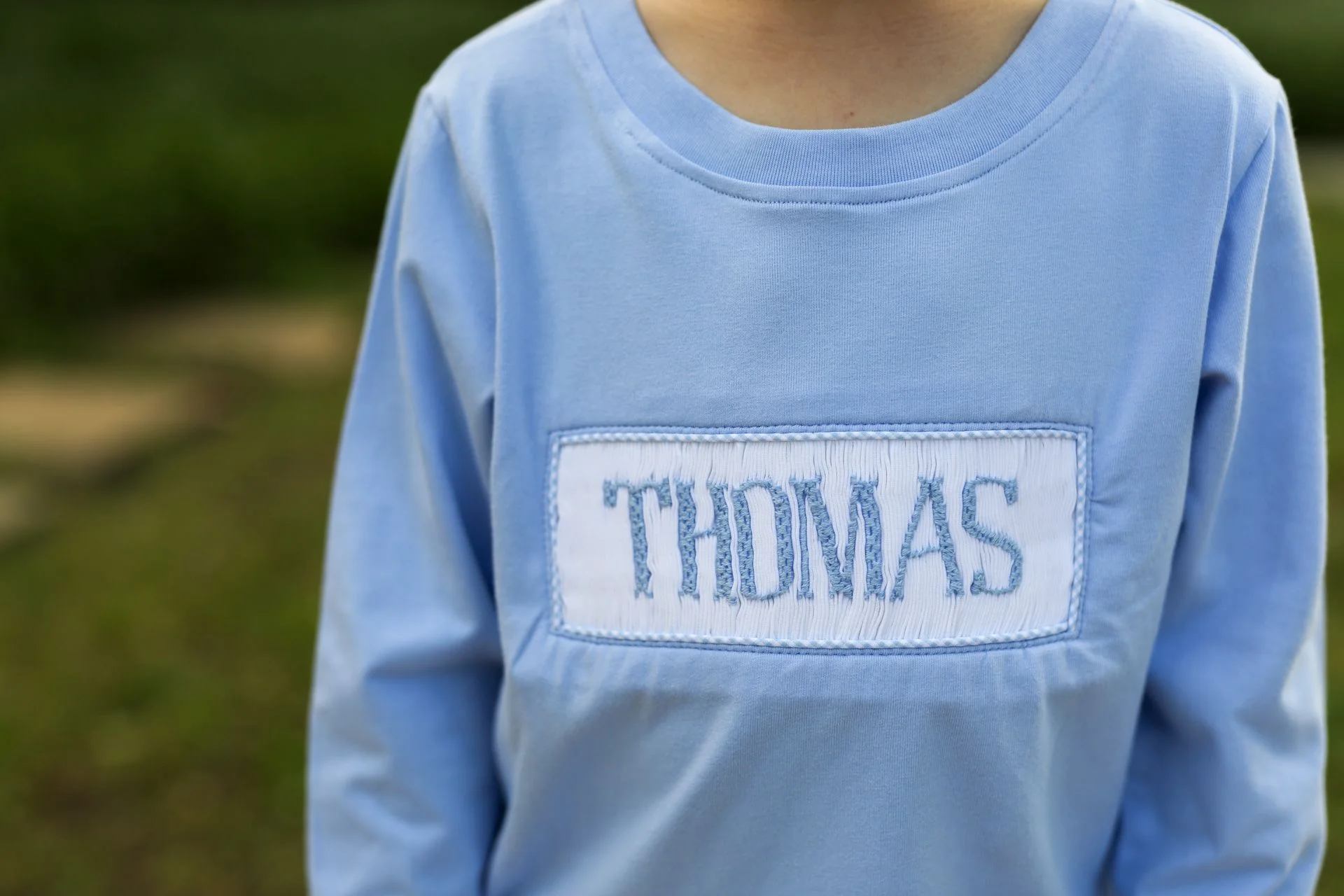 Blue Knit Custom Smocked Shirt - Image 3