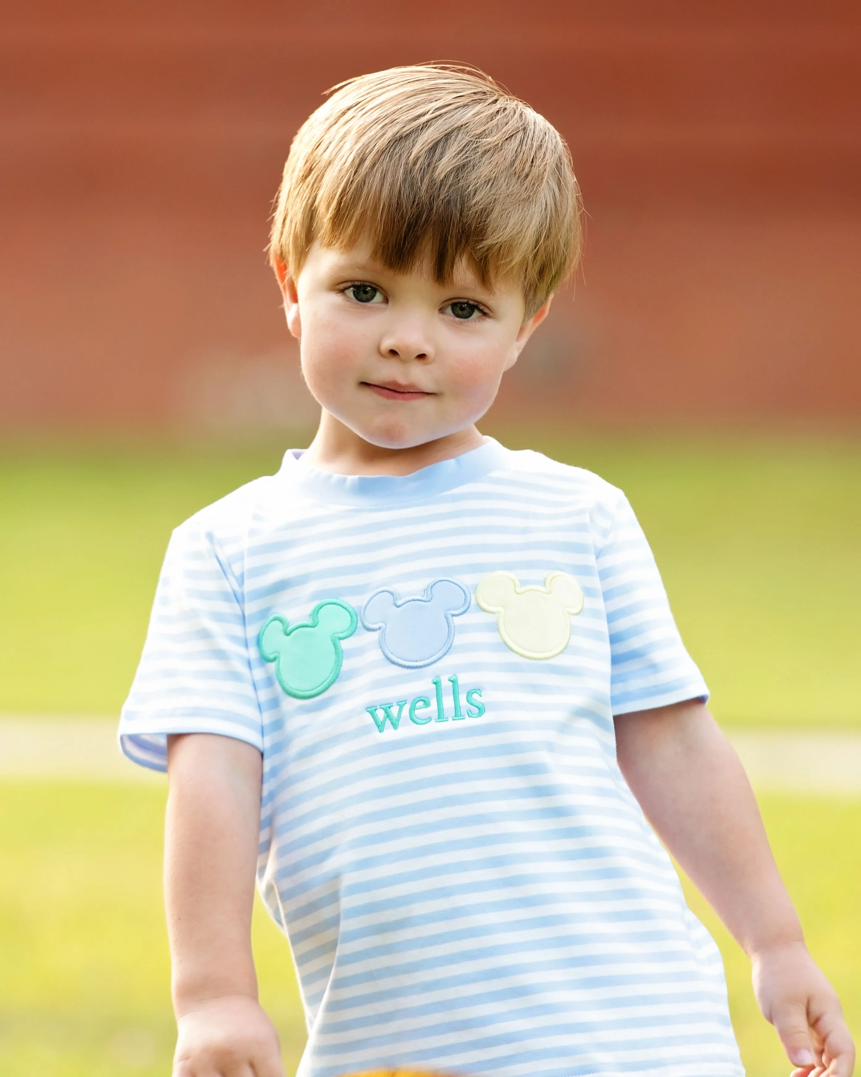 Blue Knit Stripe Mouse Ears Shirt - Image 2