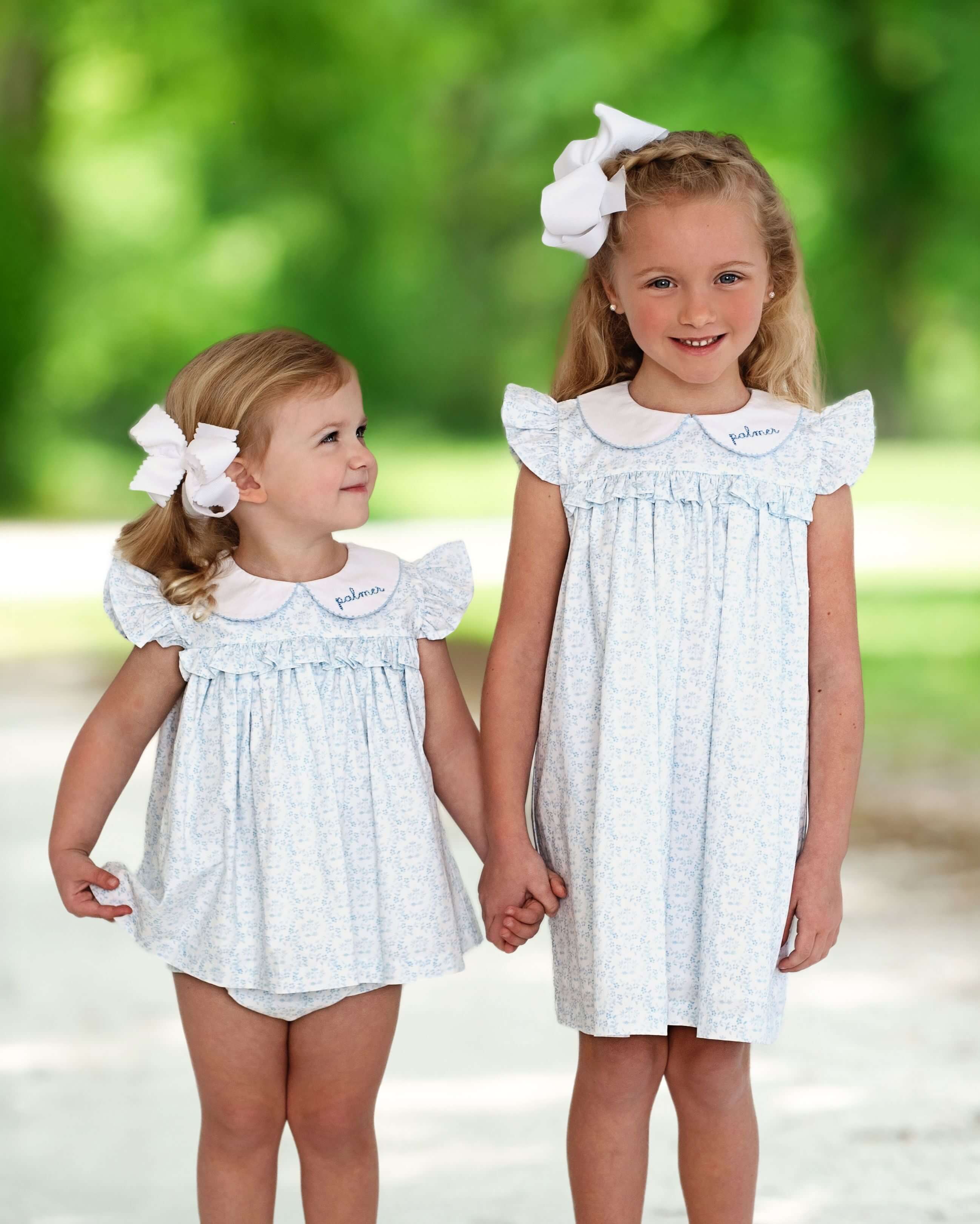 Blue Mini Floral Knit Diaper Set - Image 3