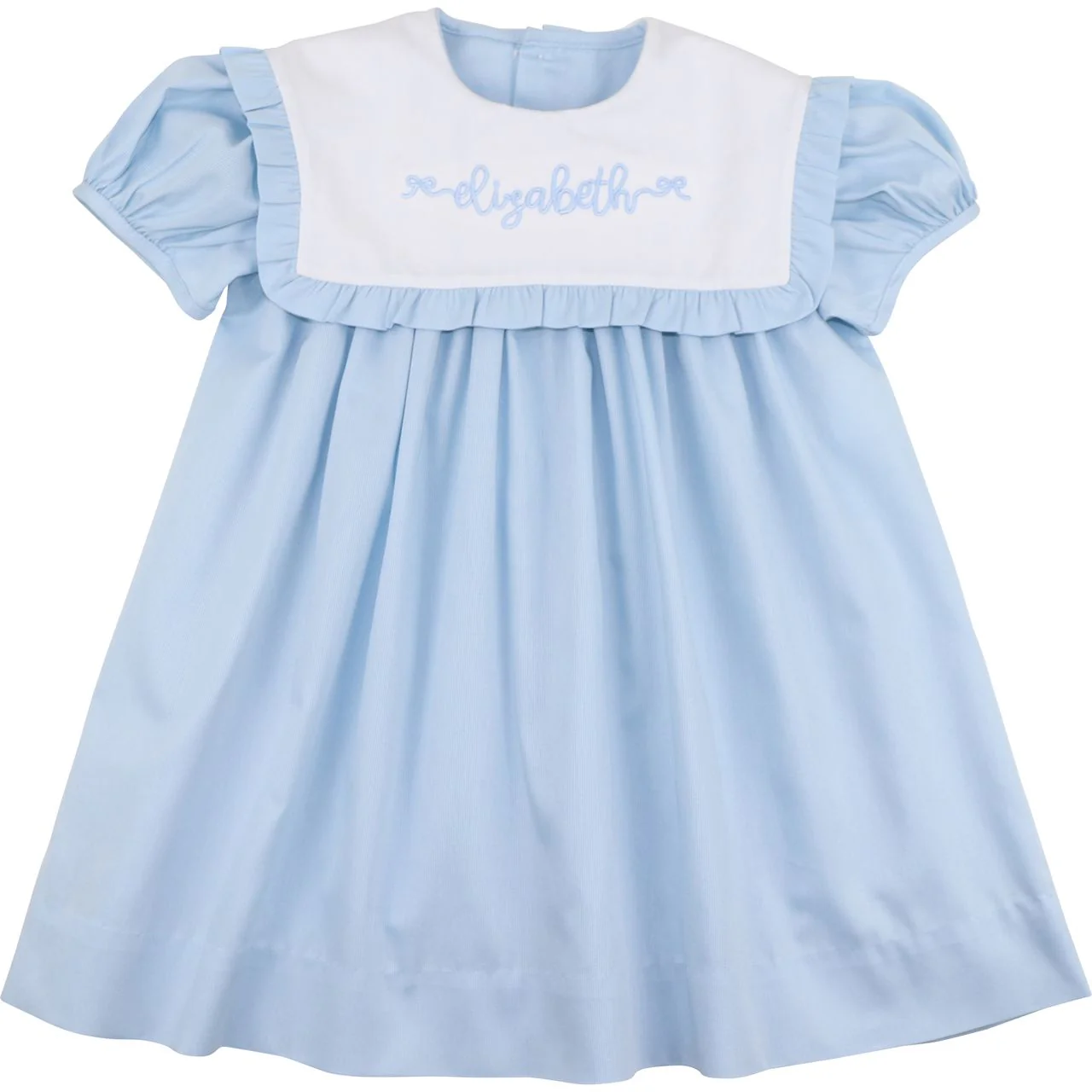 Blue Pique Square Collar Dress