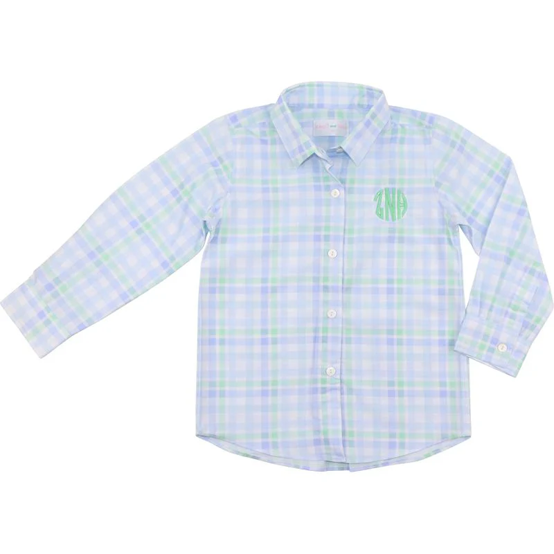 Blue Plaid Button Down Shirt