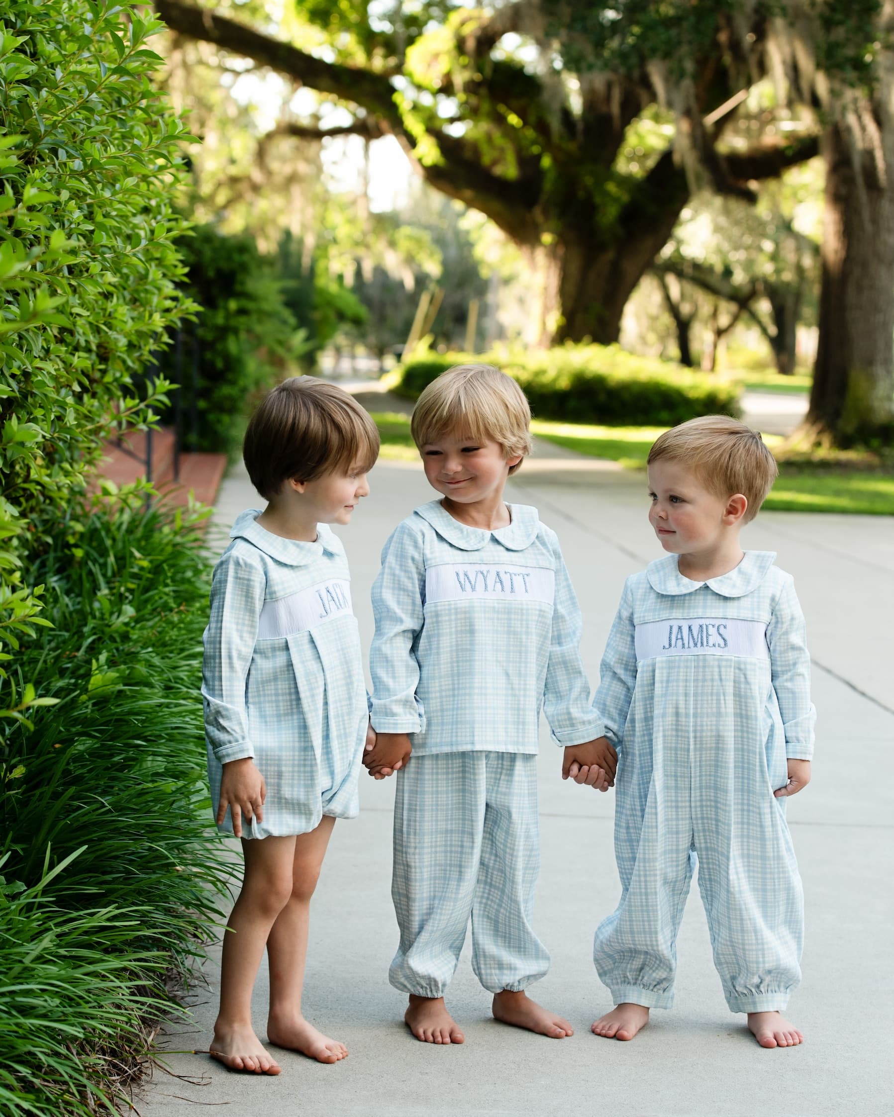 Blue Plaid Corduroy Custom Smocked Bubble - Image 4