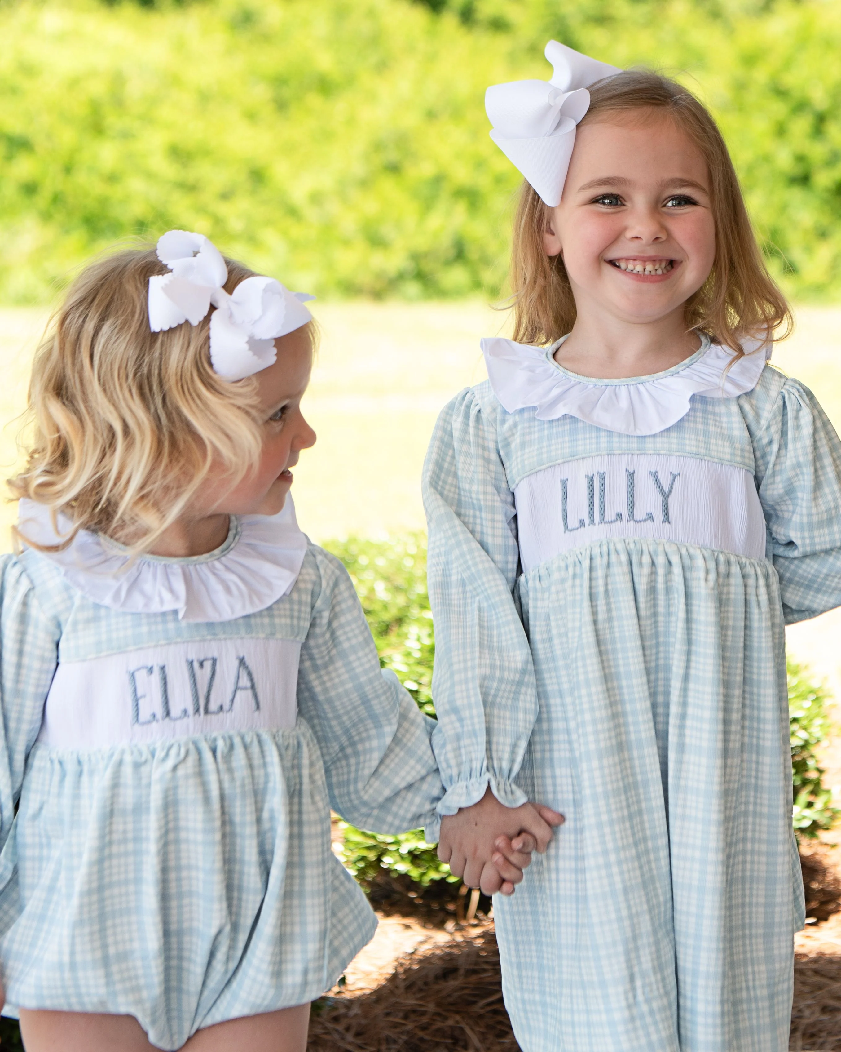 Blue Plaid Corduroy Custom Smocked Dress - Image 4