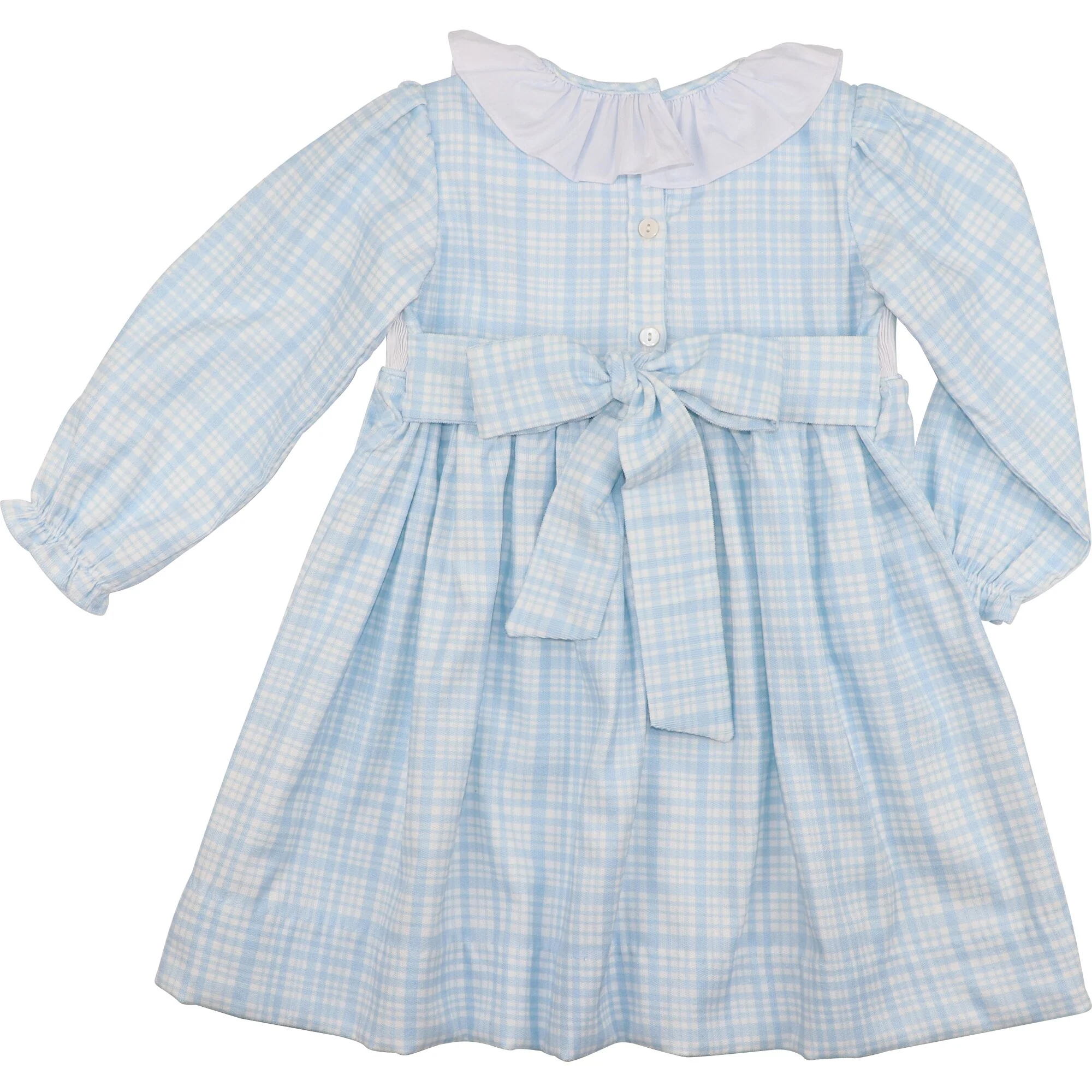 Blue Plaid Corduroy Custom Smocked Dress - Image 5
