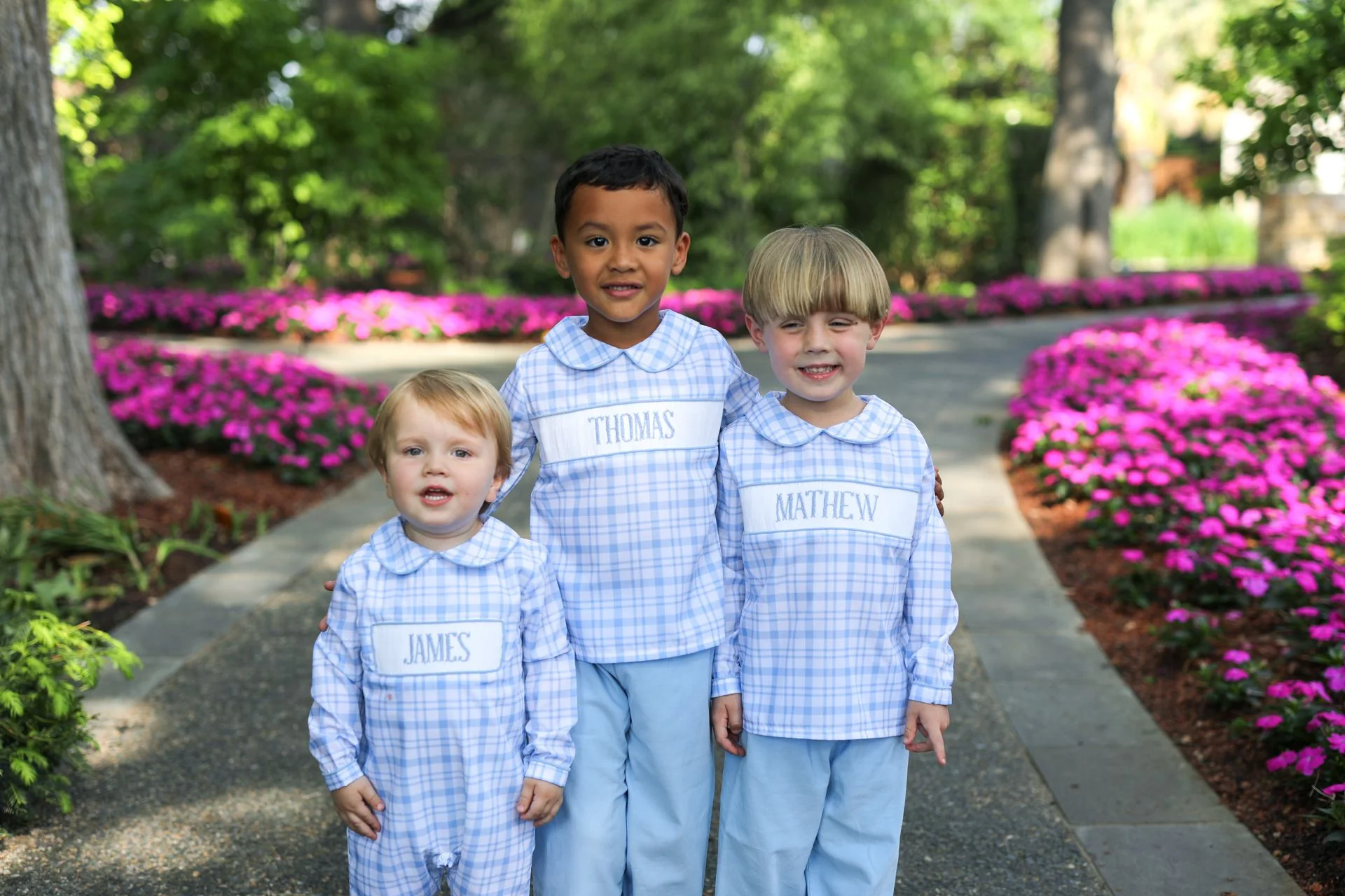 Blue Plaid Custom Smocked Pant Set - Image 2
