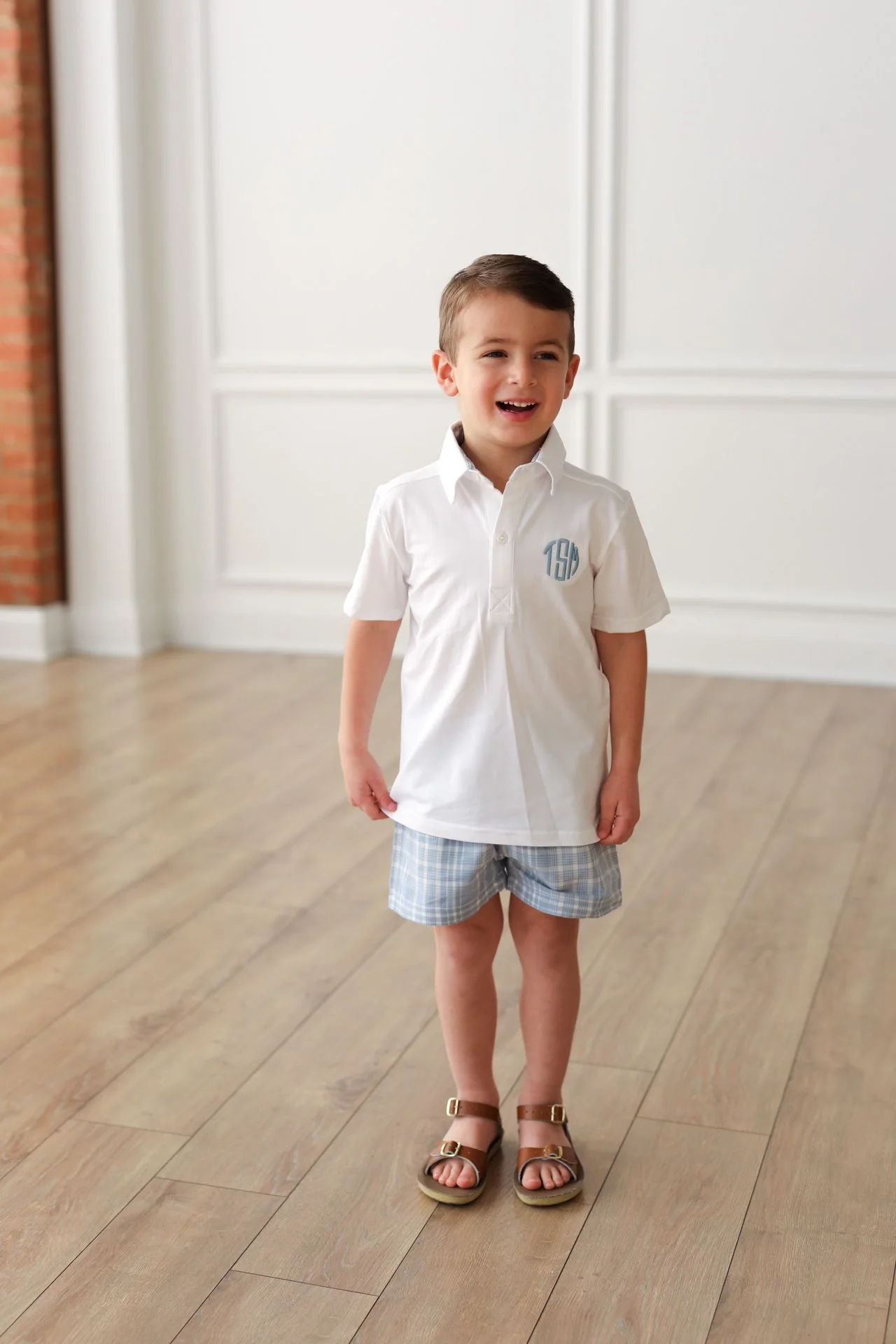 Blue Plaid Polo Short Set - Image 2