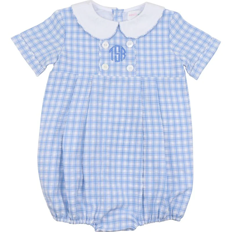 Blue Plaid Seersucker Bubble