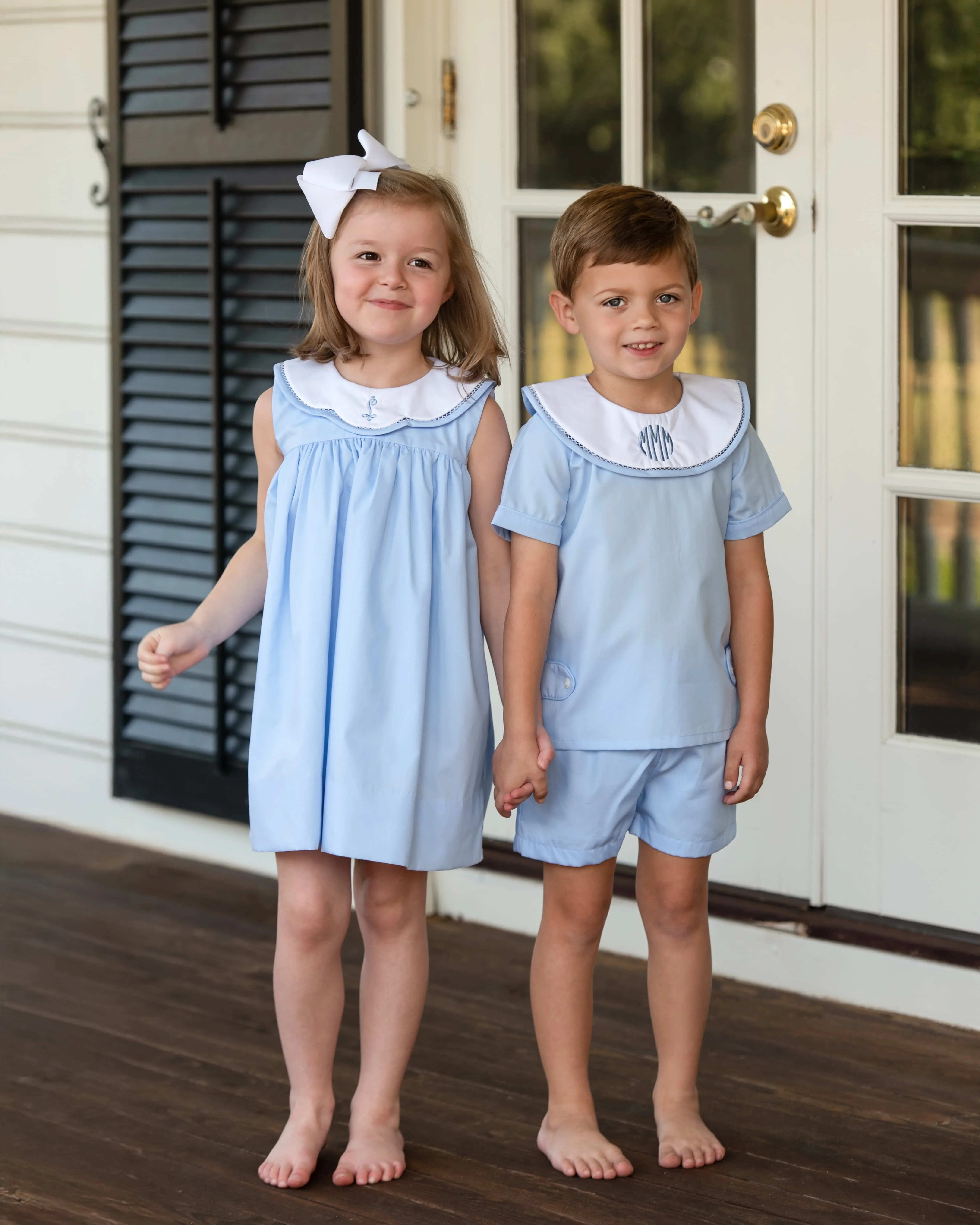 Blue Round Collar Short Set - Image 2