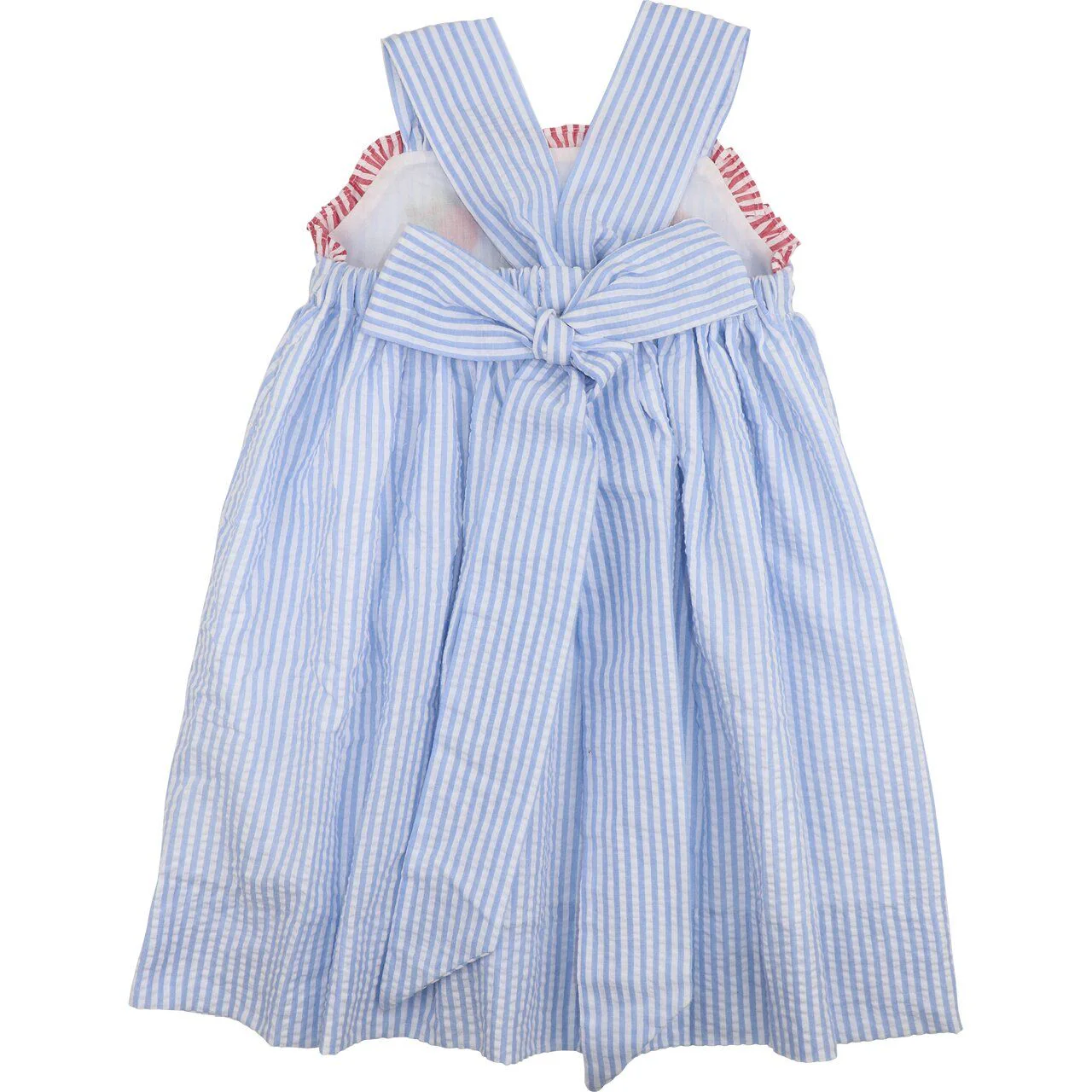 Blue Seersucker ABC Apple And Worm Dress - Image 6