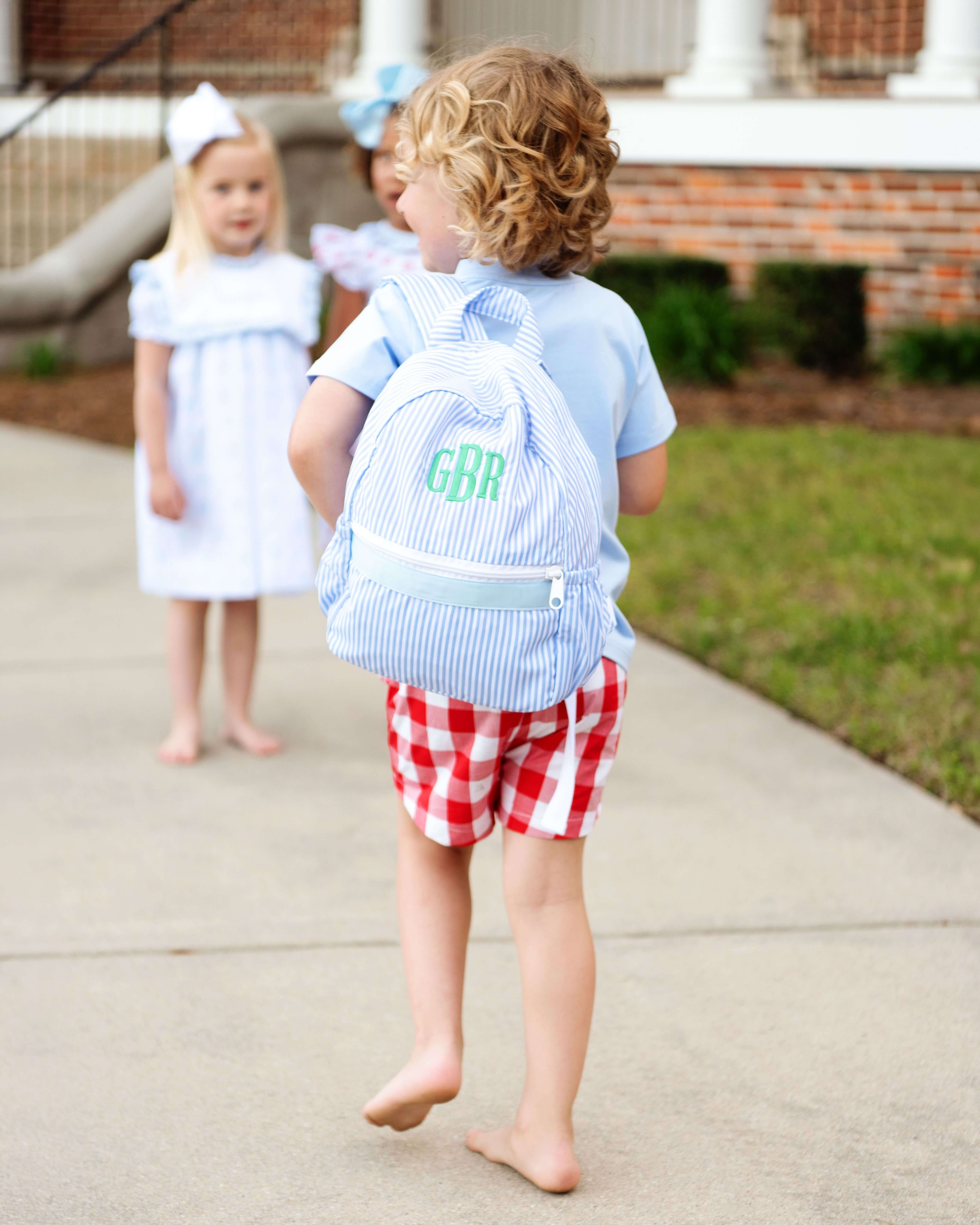 Blue Seersucker Backpack - Image 2
