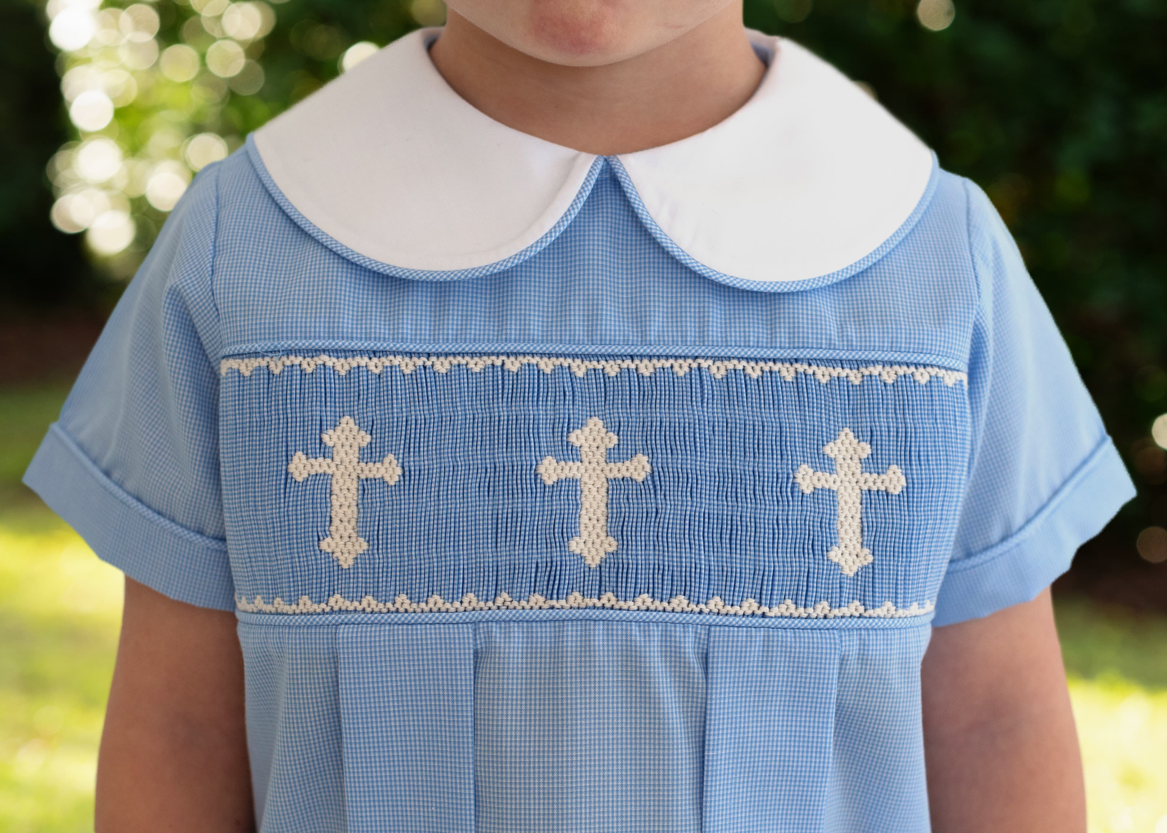 Blue Smocked Cross Short Set - Image 2
