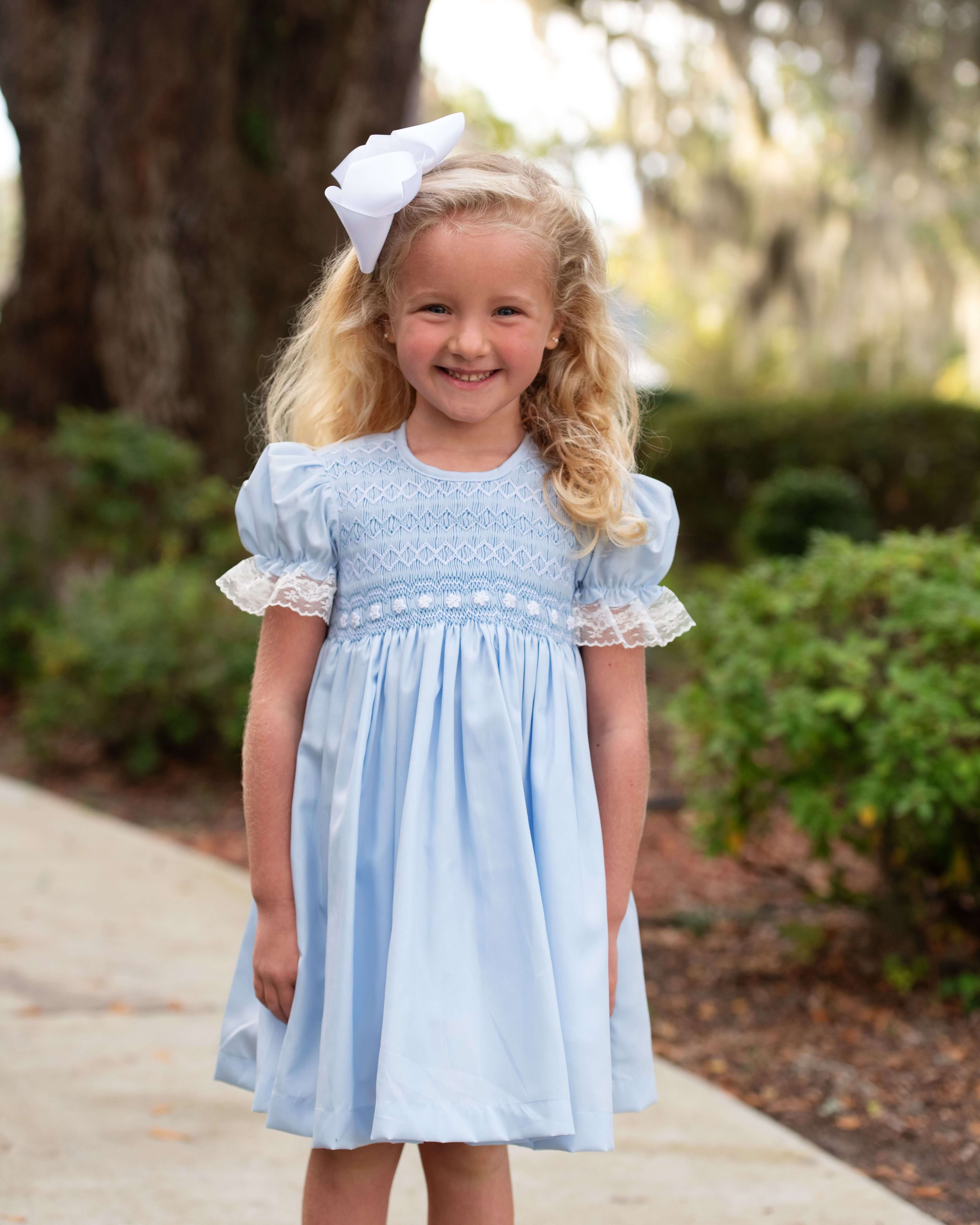 Blue Smocked Florette Dress - Image 2