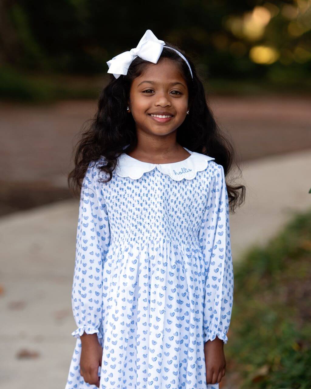 Blue Smocked Hearts Dress - Image 2