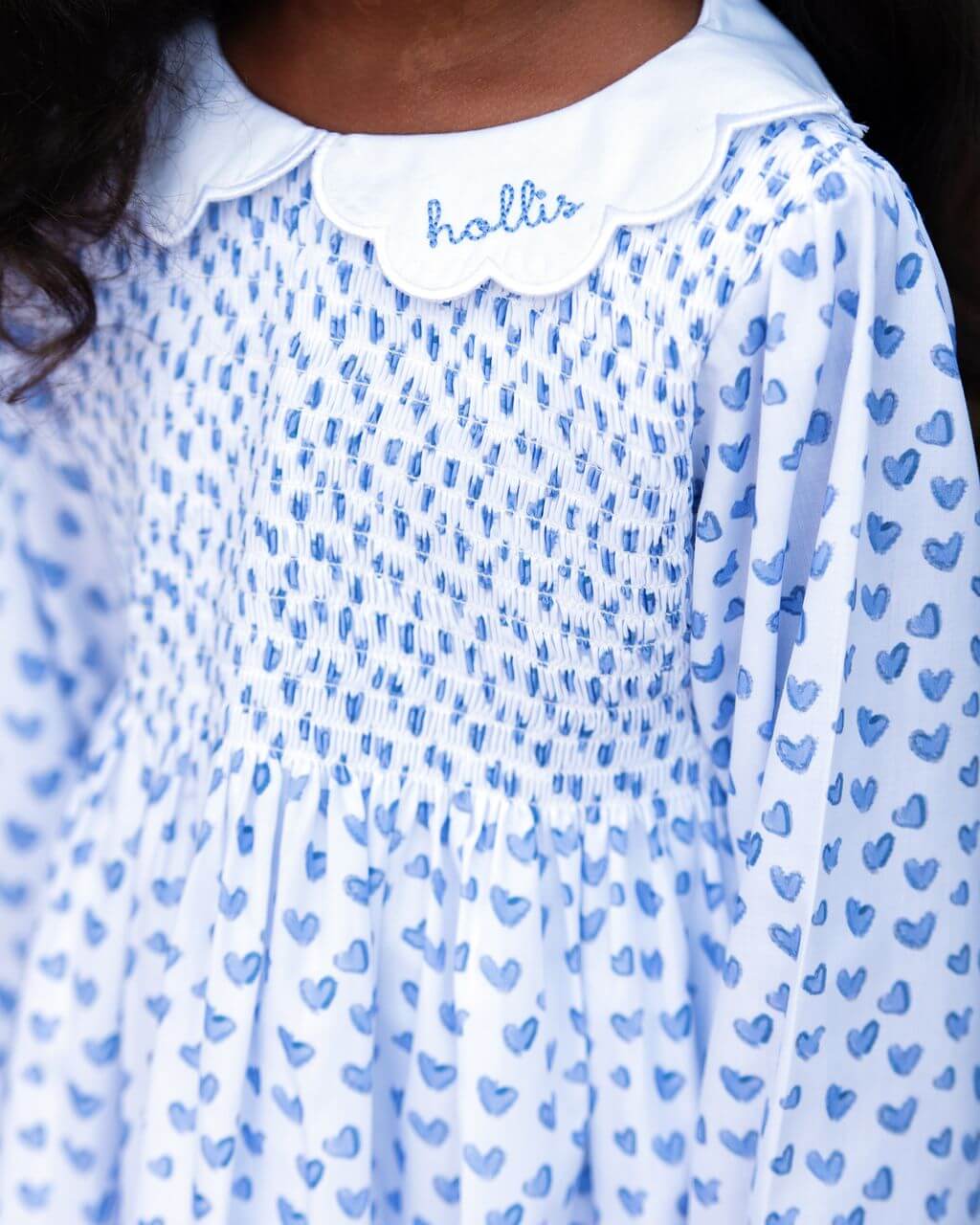 Blue Smocked Hearts Dress - Image 4