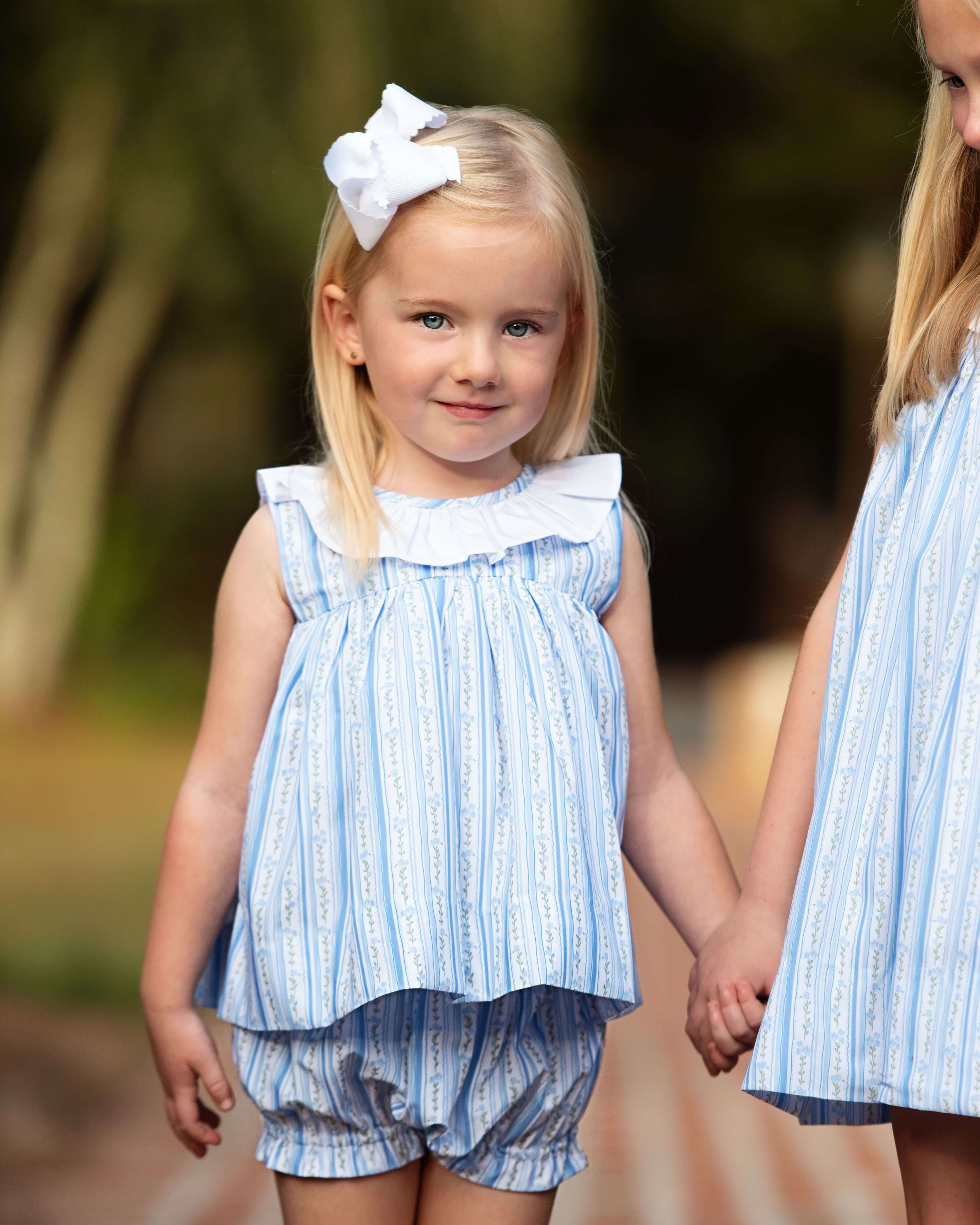 Blue Stripe Floral Vines Diaper Set - Image 2