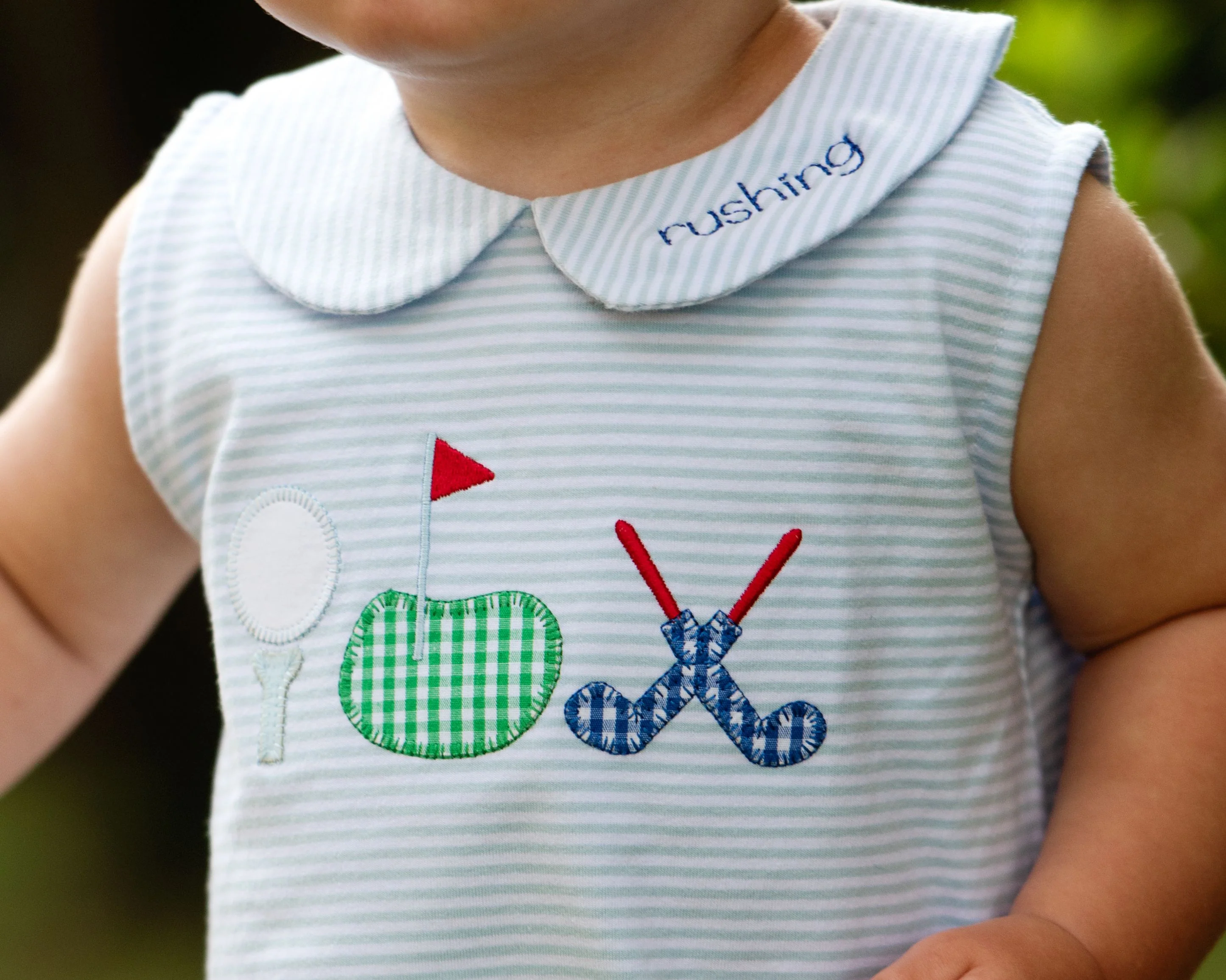 Blue Stripe Knit Applique Golf Bubble - Image 3