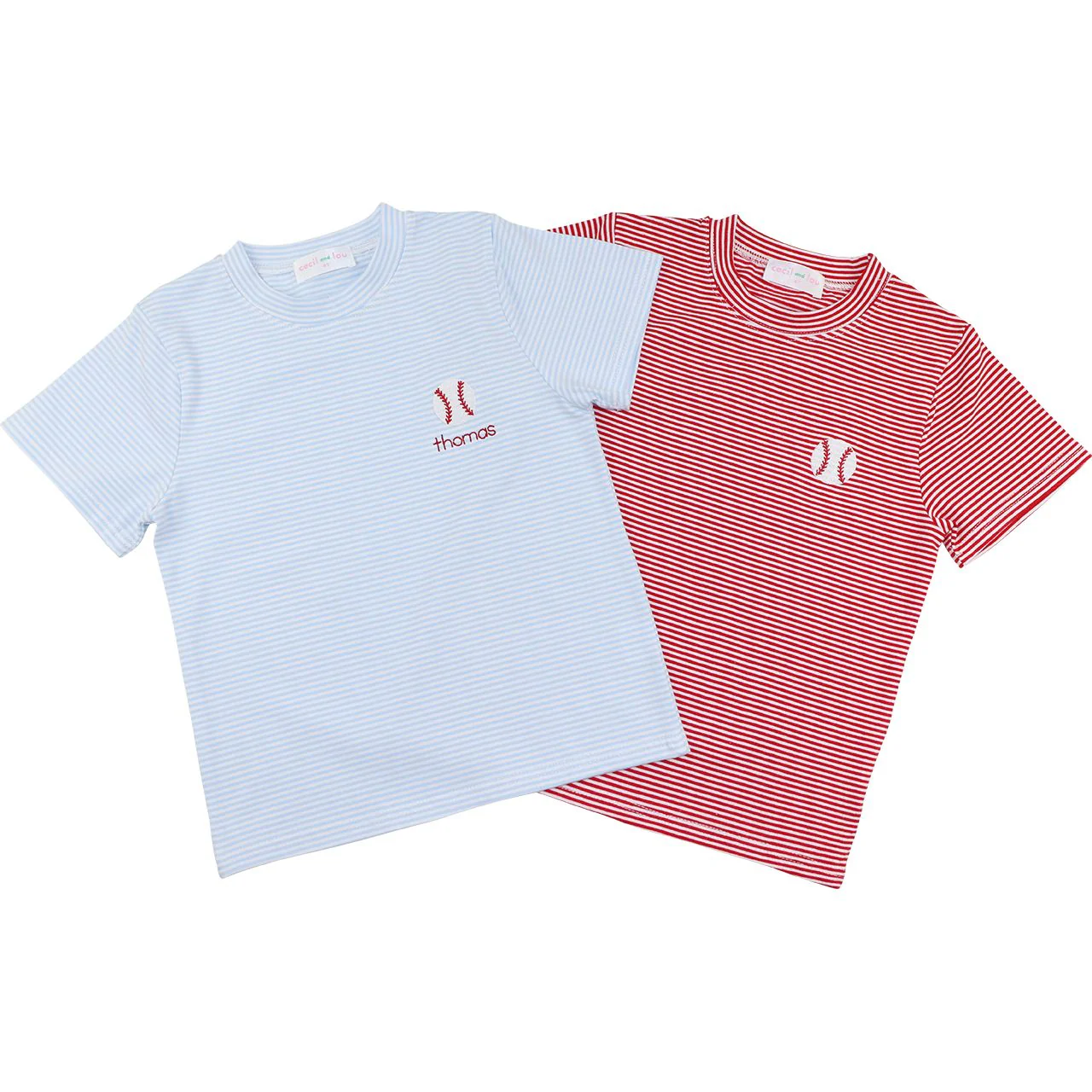 Blue Stripe Knit Embroidered Baseball Shirt - Image 3