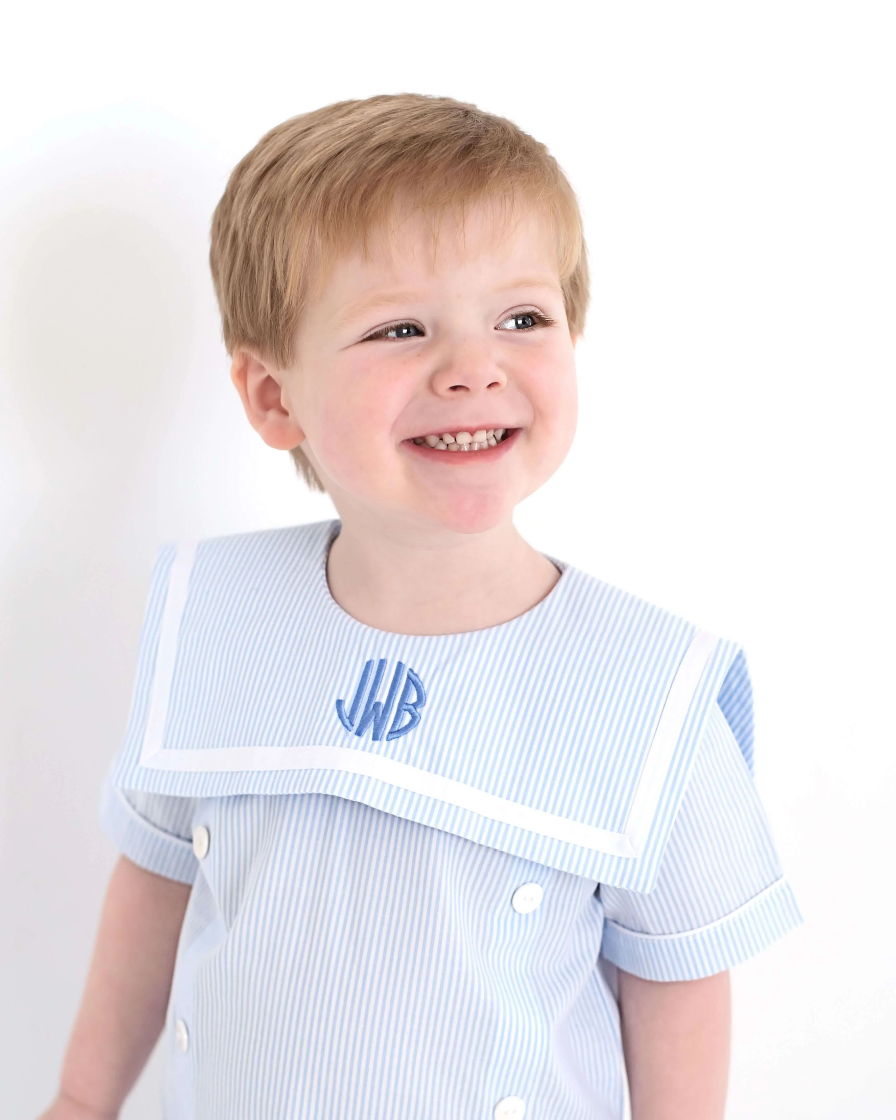 Blue Striped Button Short Set - Image 2