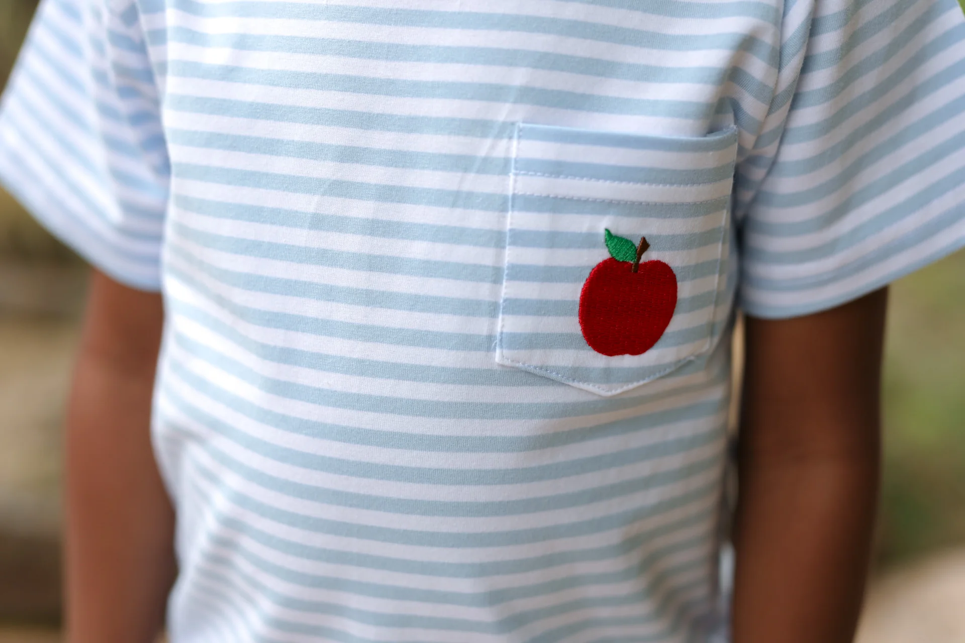 Blue Striped Knit Apple Shirt - Image 3