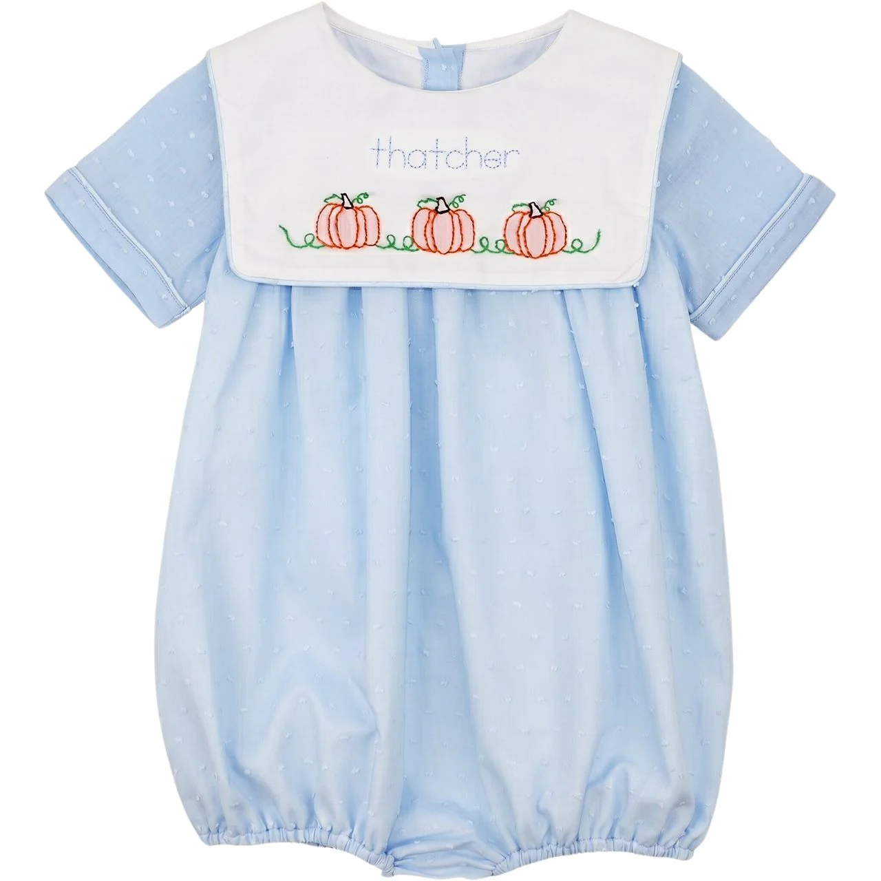 Blue Swiss Dot Embroidered Pumpkin Bubble