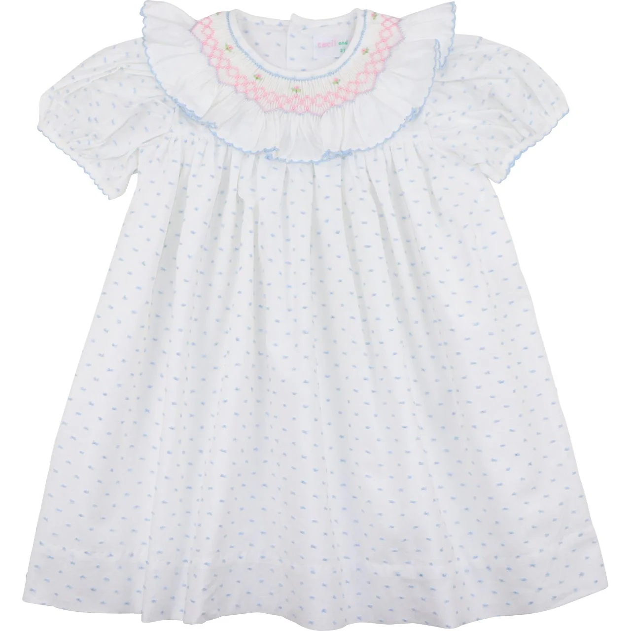 Blue Swiss Dot Smocked Dress