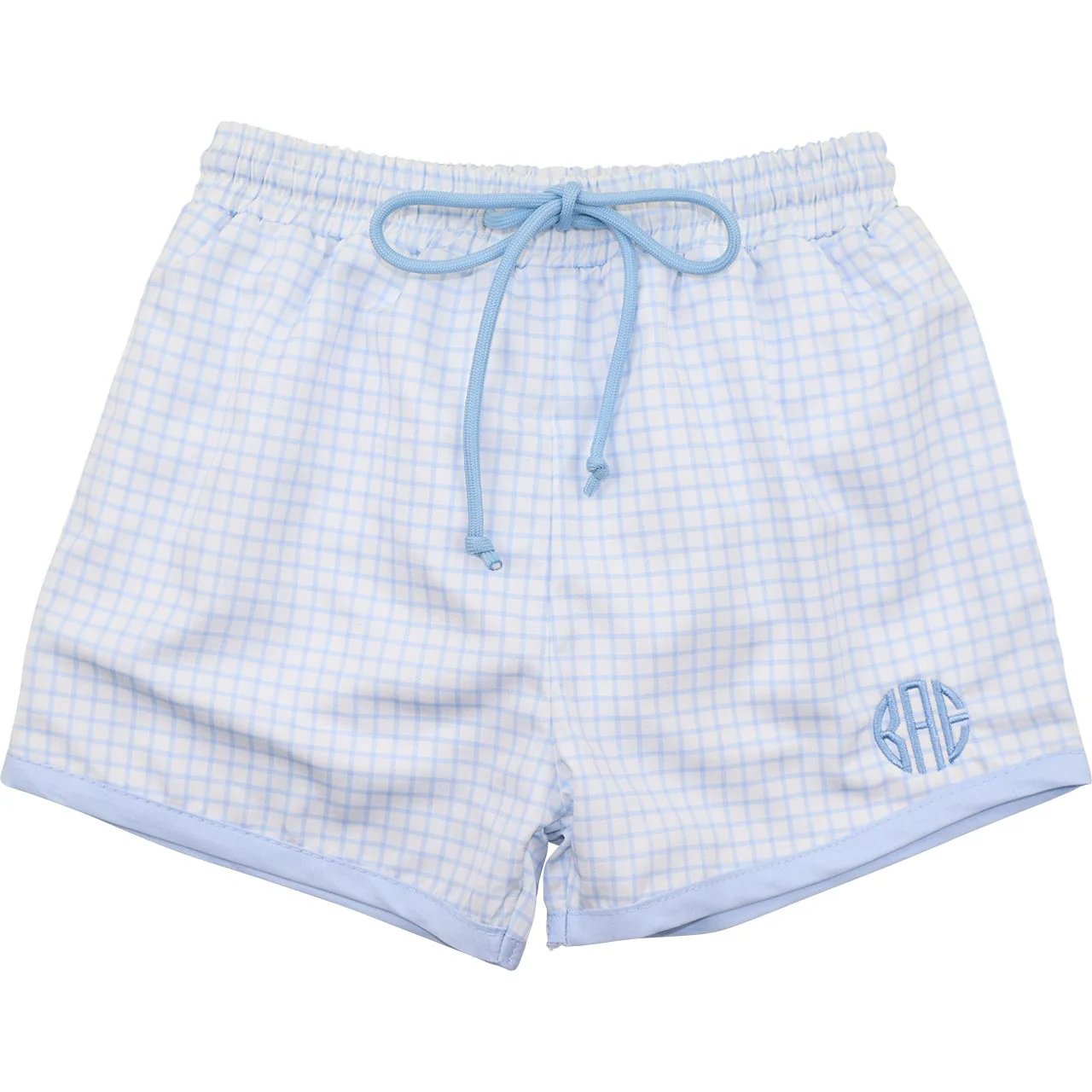 Blue Windowpane Swim Trunks