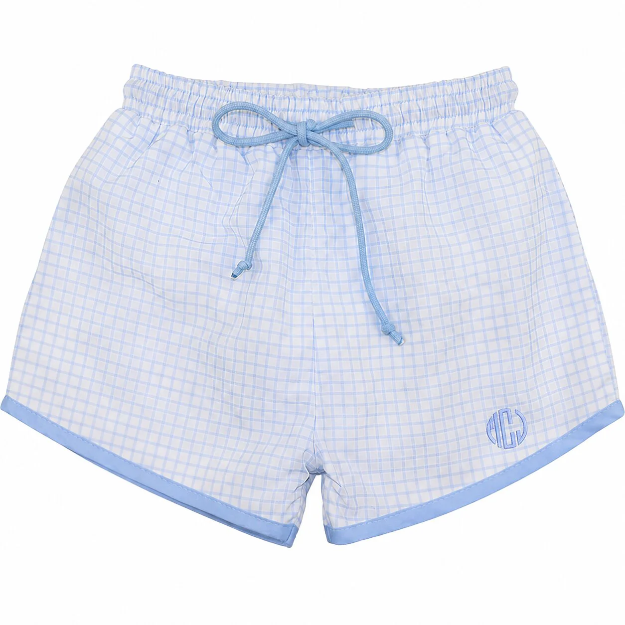 Blue Windowpane Swim Trunks