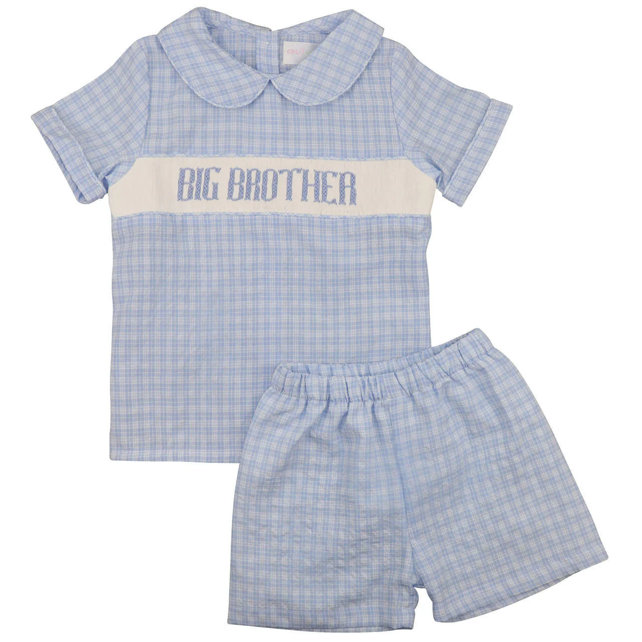 Blue Smocked Big Brother Short Set