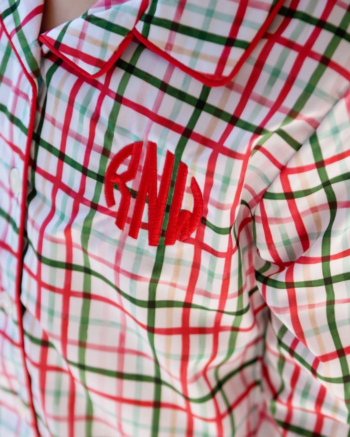 Boys Red and Green Plaid Windowpane Pajamas - Image 5