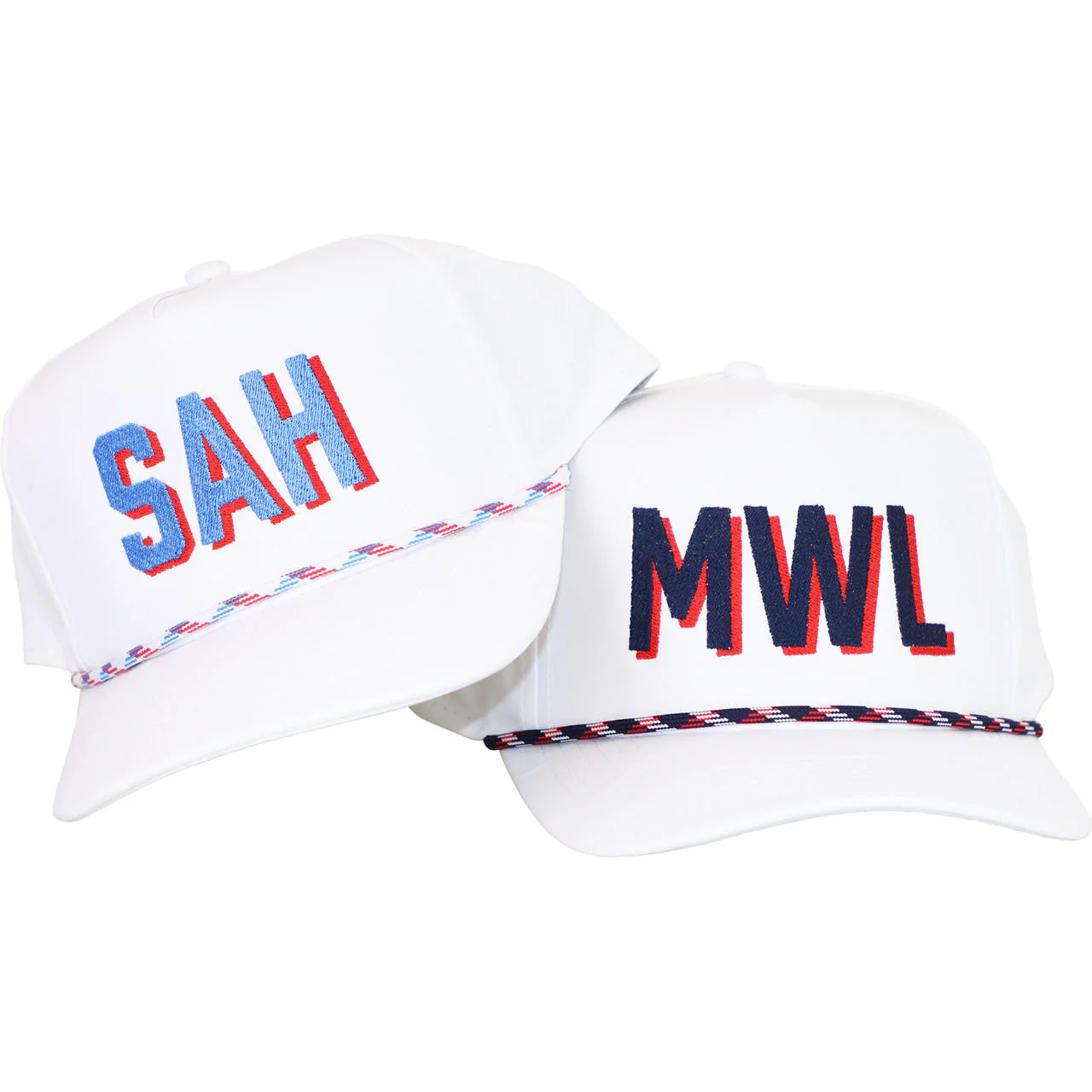 White Junior Fit Adjustable Hat With Navy And Red Trim - Image 3