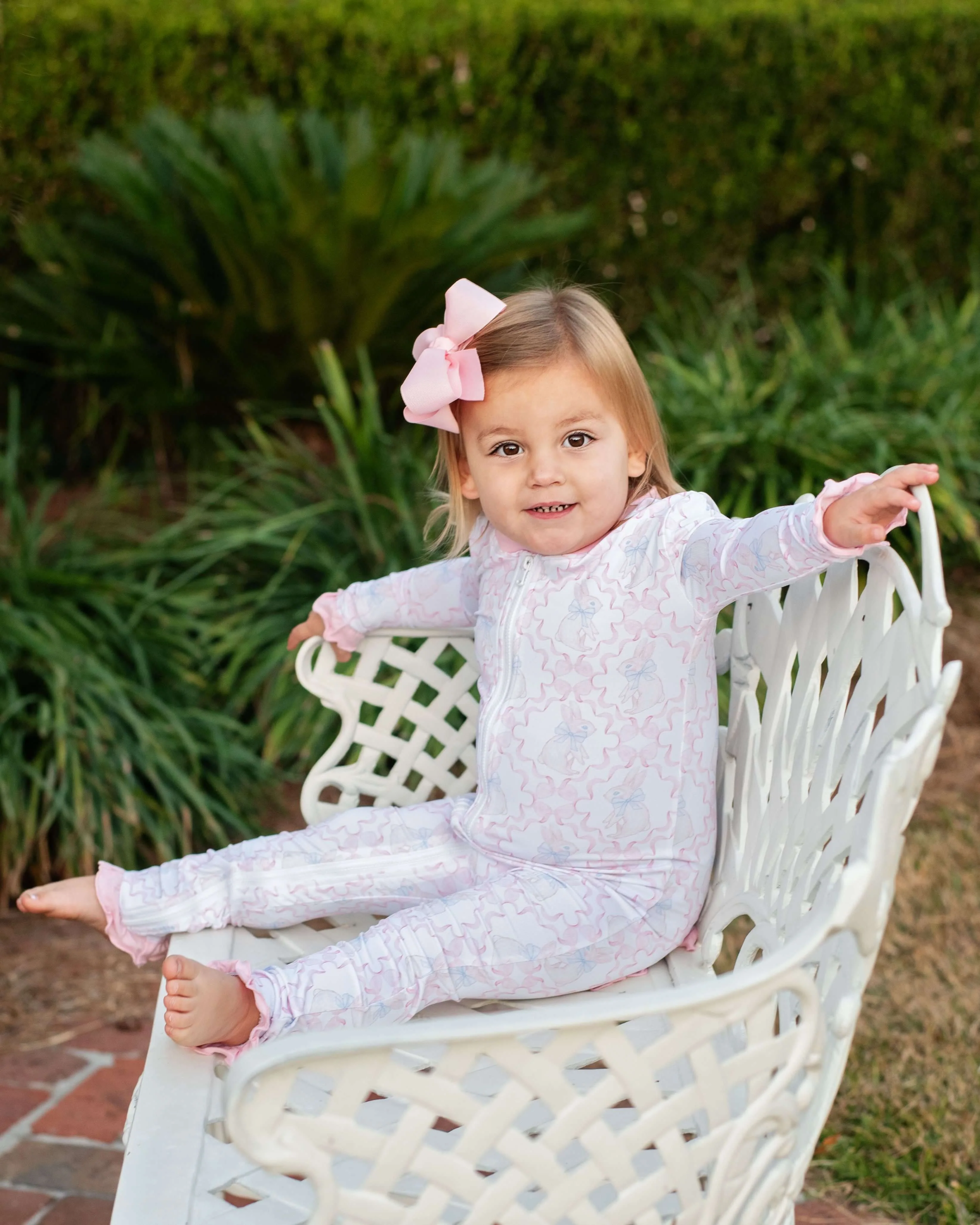 Bunny And Ribbon Knit Zipper Pajamas - Image 3