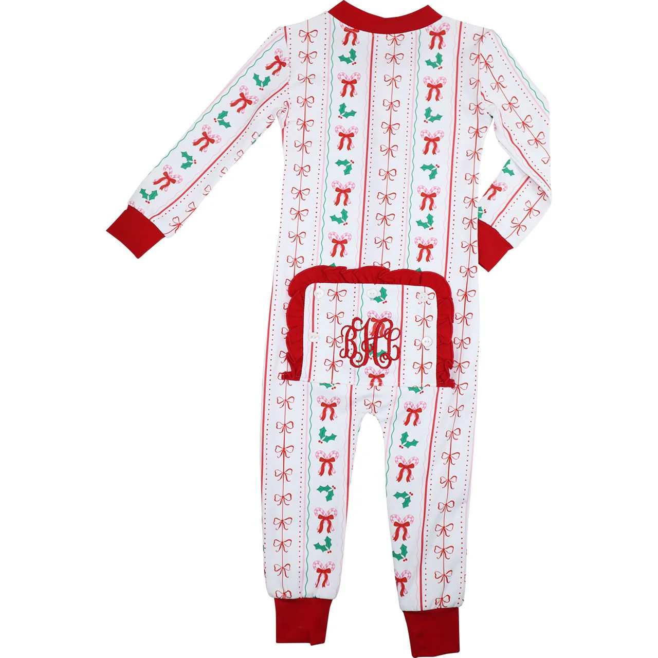 Candy Cane And Holly Knit Zipper Pajamas