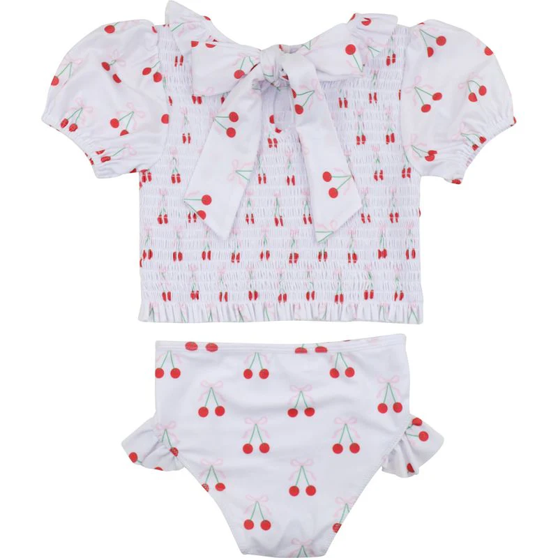 Cherry Print Ruched Swim Set - Image 2