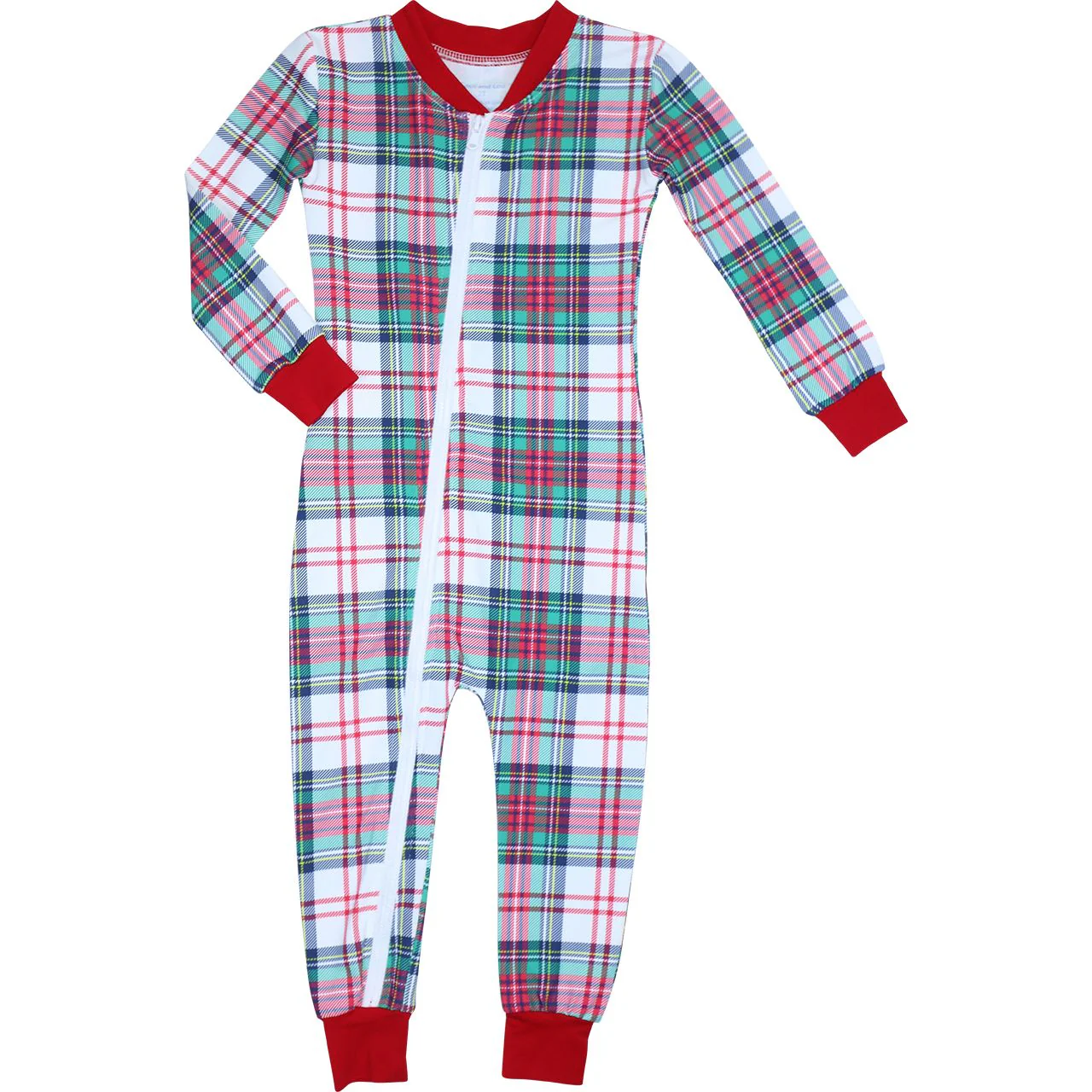 Christmas Plaid Knit Zipper Pajamas - Image 2