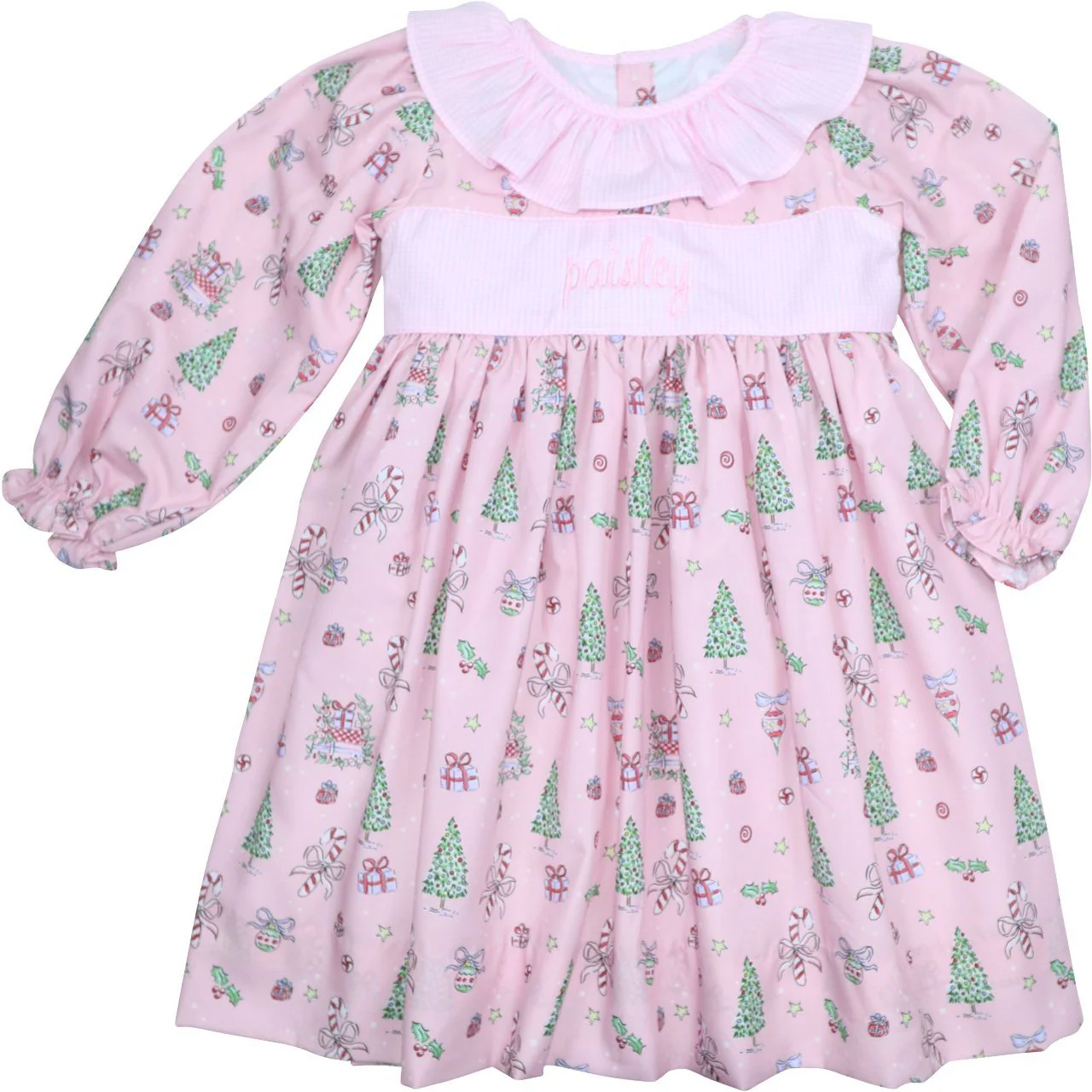 Christmas Print Ruffle Dress