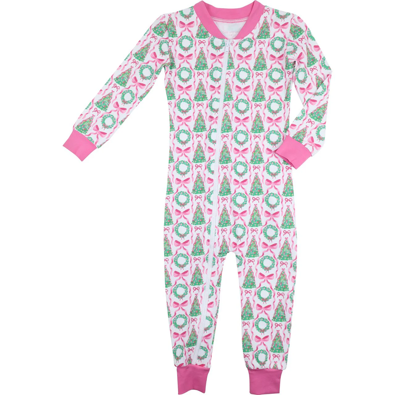 Christmas Tree And Wreath Knit Zipper Pajamas - Image 2
