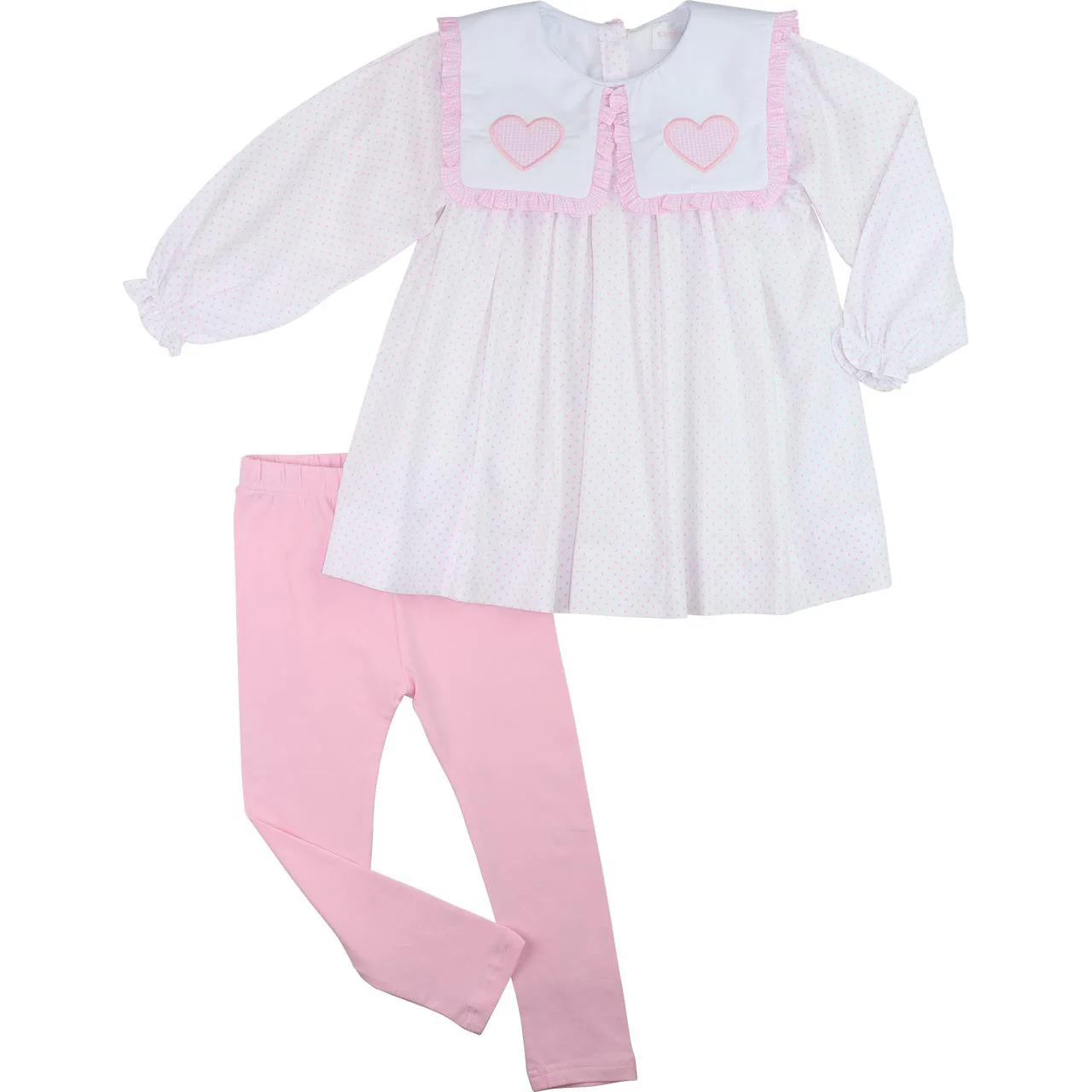 Pink Dot Pique Applique Heart Legging Set