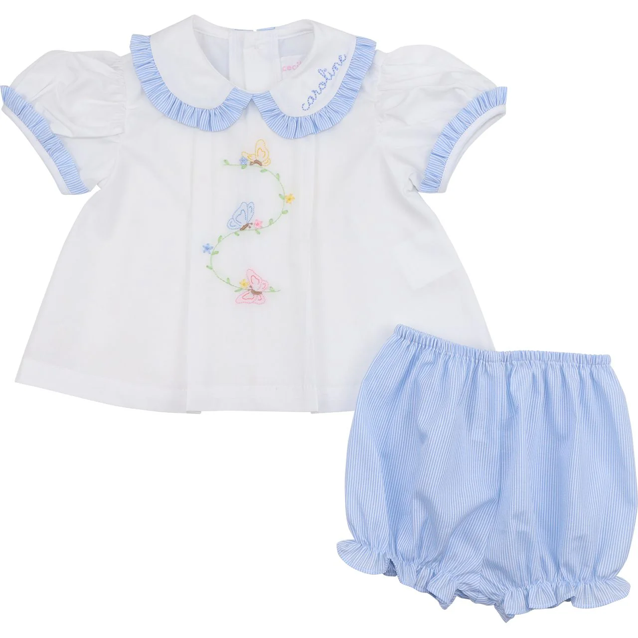 Embroidered Butterflies Diaper Set - Image 2