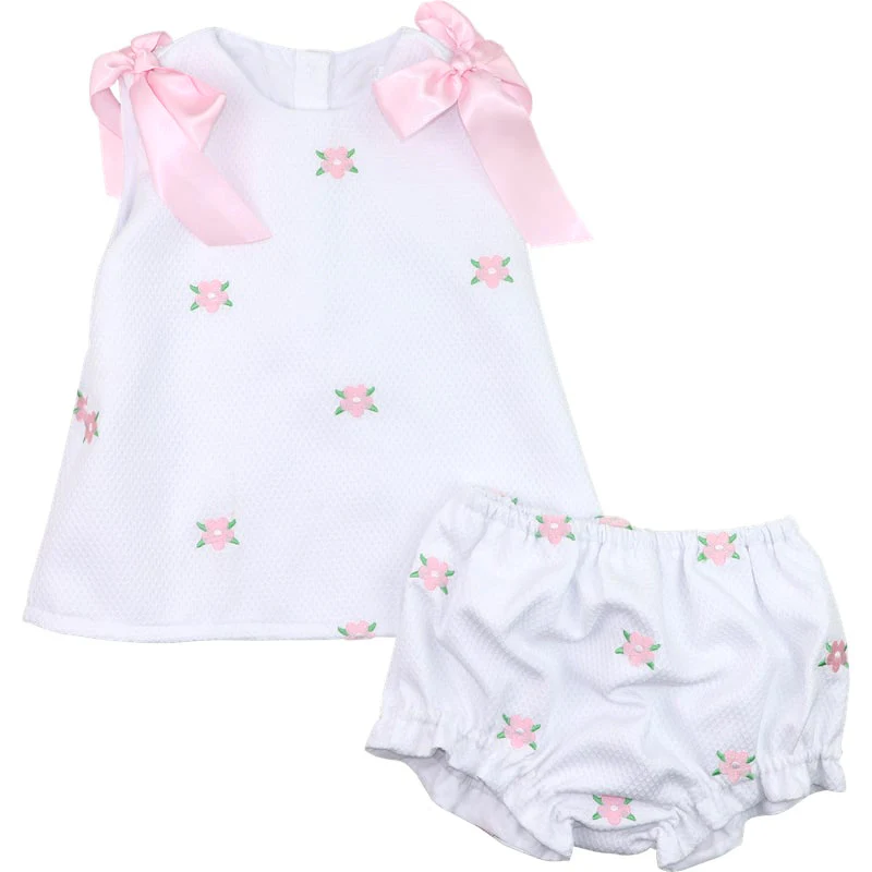 Embroidered Floral Honeycomb Diaper Set