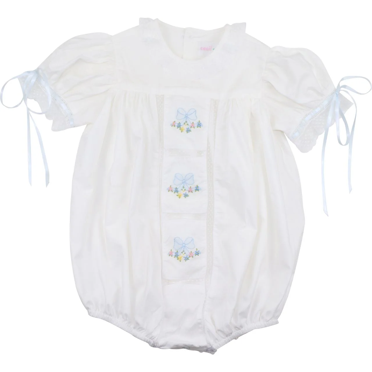 Embroidered Flower And Bow Heirloom Bubble